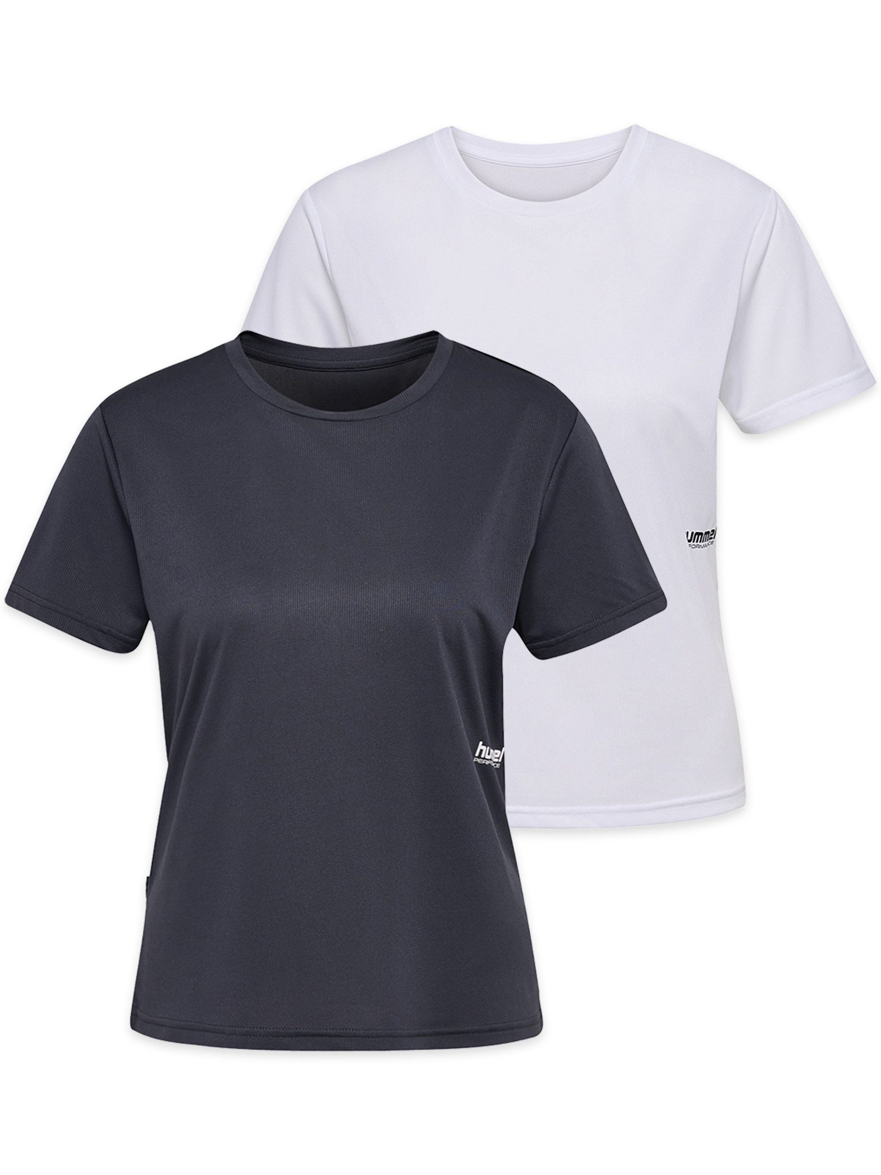 T-Shirt Rundhals Kurzarm Regular Fit 2er-SetEinfarbig Sportlicher Look