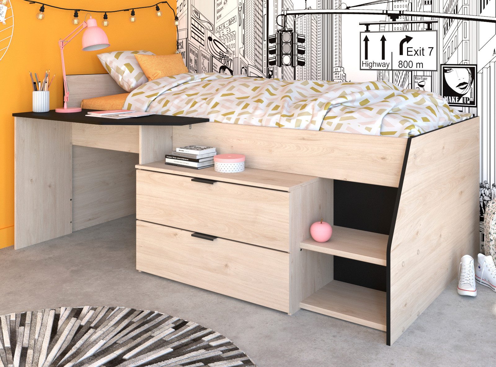 Parisot Hochbett Milky (Kinderbett Liegefläche 90 x 200 cm, in weiß oder Ei günstig online kaufen