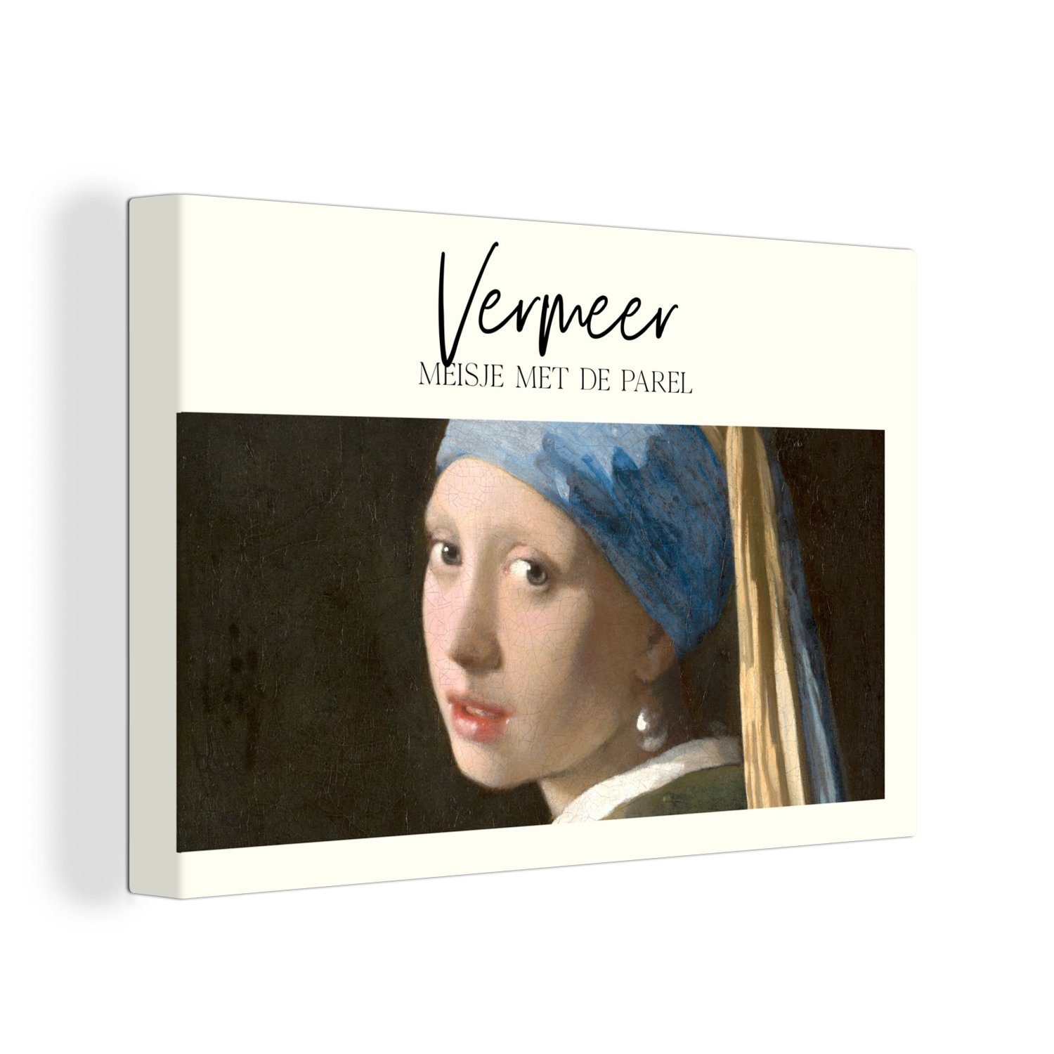 Aufhängefertig, Perlenohrring OneMillionCanvasses® - Wandbild Wanddeko, Vermeer, St), 30x20 Das Gemälde cm (1 - dem Mädchen Kunst Leinwandbilder, mit