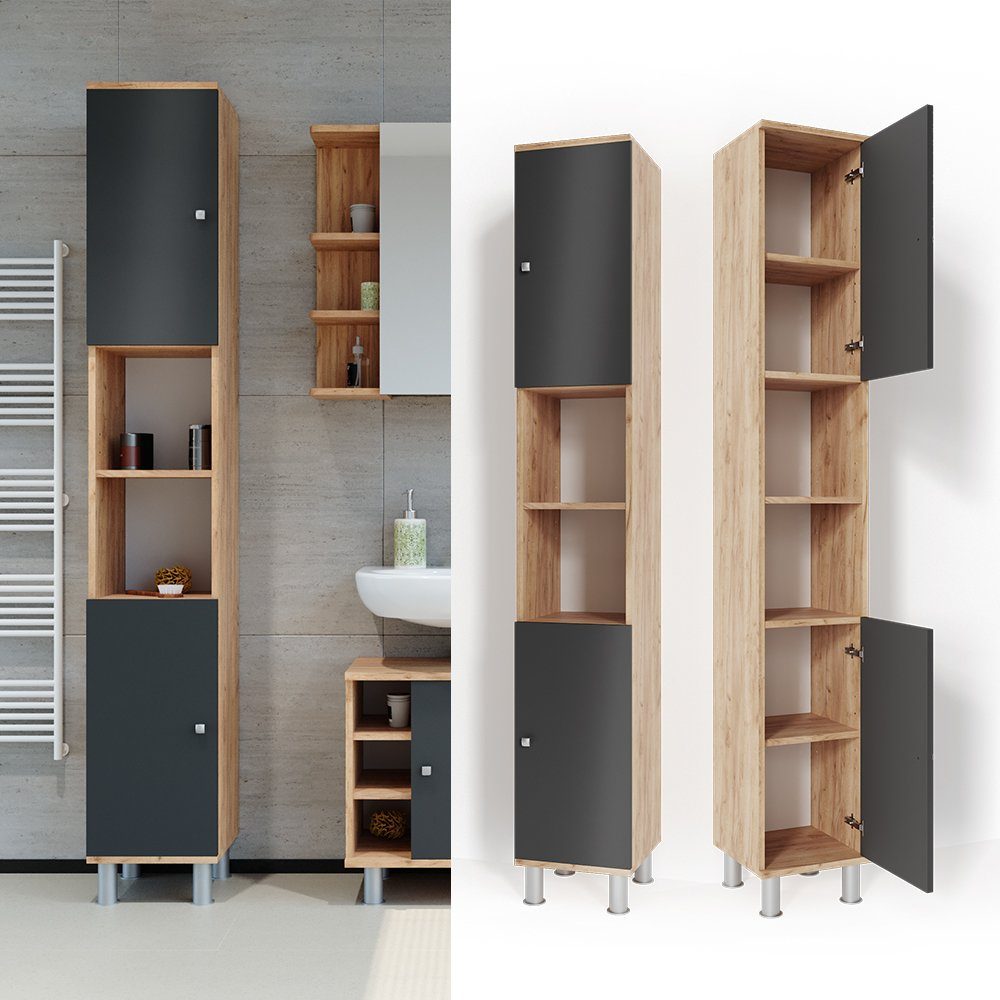 Vicco Hochschrank Fynn, Anthrazit/Goldkraft Eiche, 30 günstig online kaufen