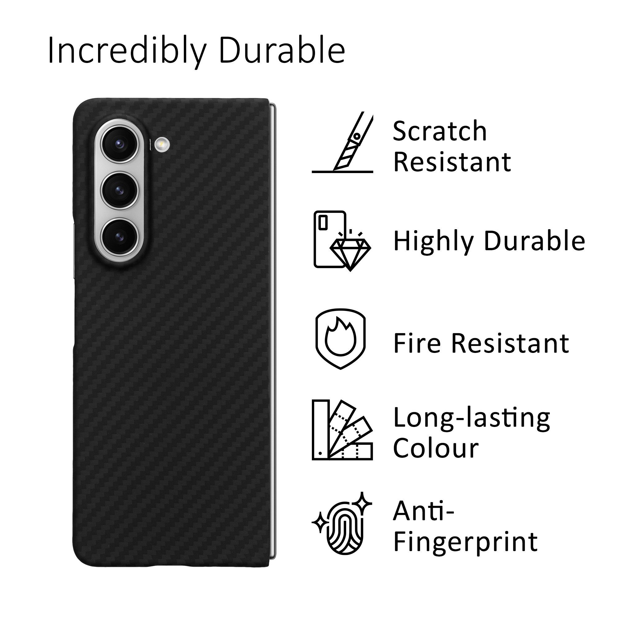 kalibri Handyhülle Hülle für Samsung Galaxy Z Fold5, Aramid Handy Schutzhülle - Smartphone Cover Case