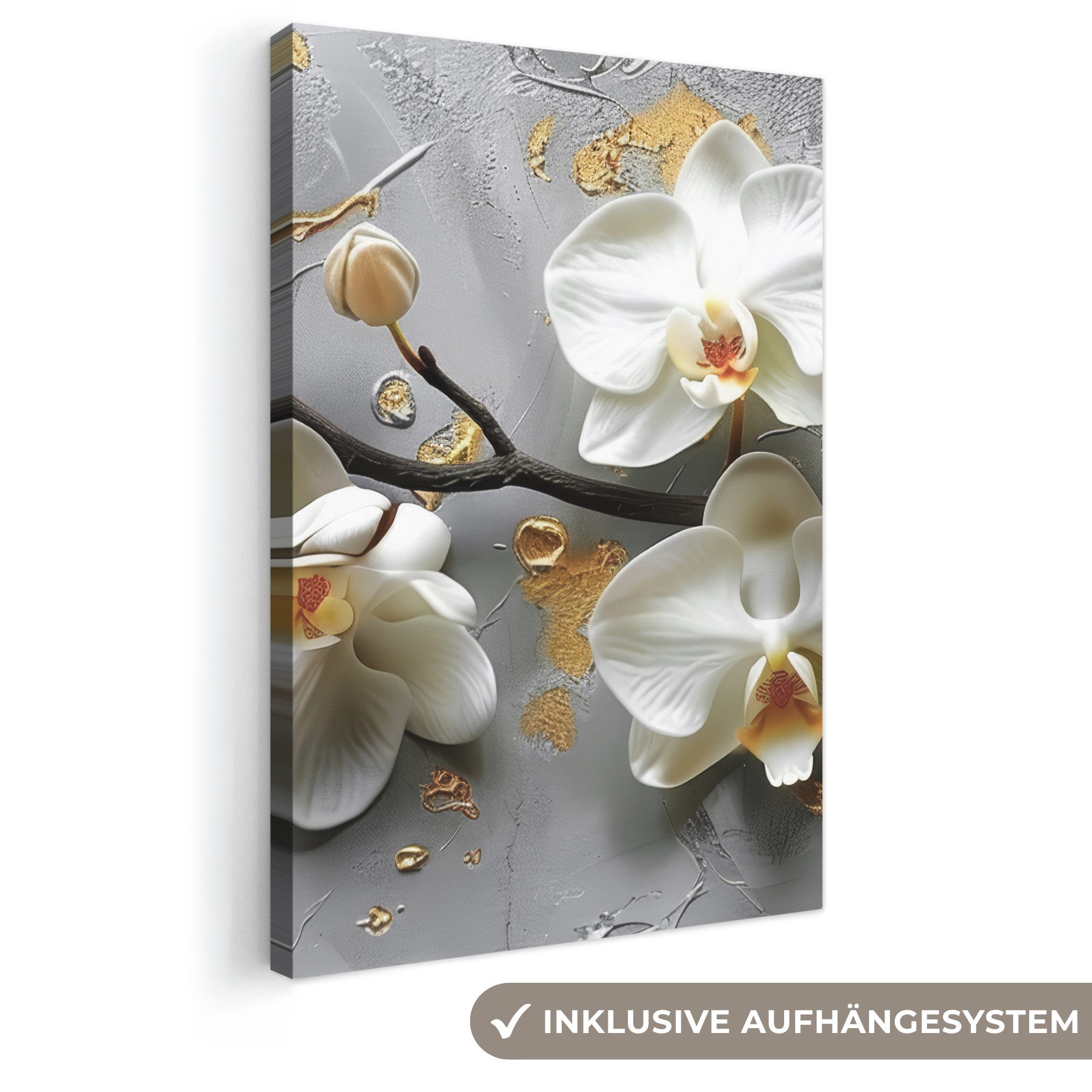 OneMillionCanvasses® Leinwandbild Blumen - Orchidee - Abstrakt - Modern, Fotodruck (1 St), Leinwand Canvas Wandbild, Wanddekoration 20x30 cm