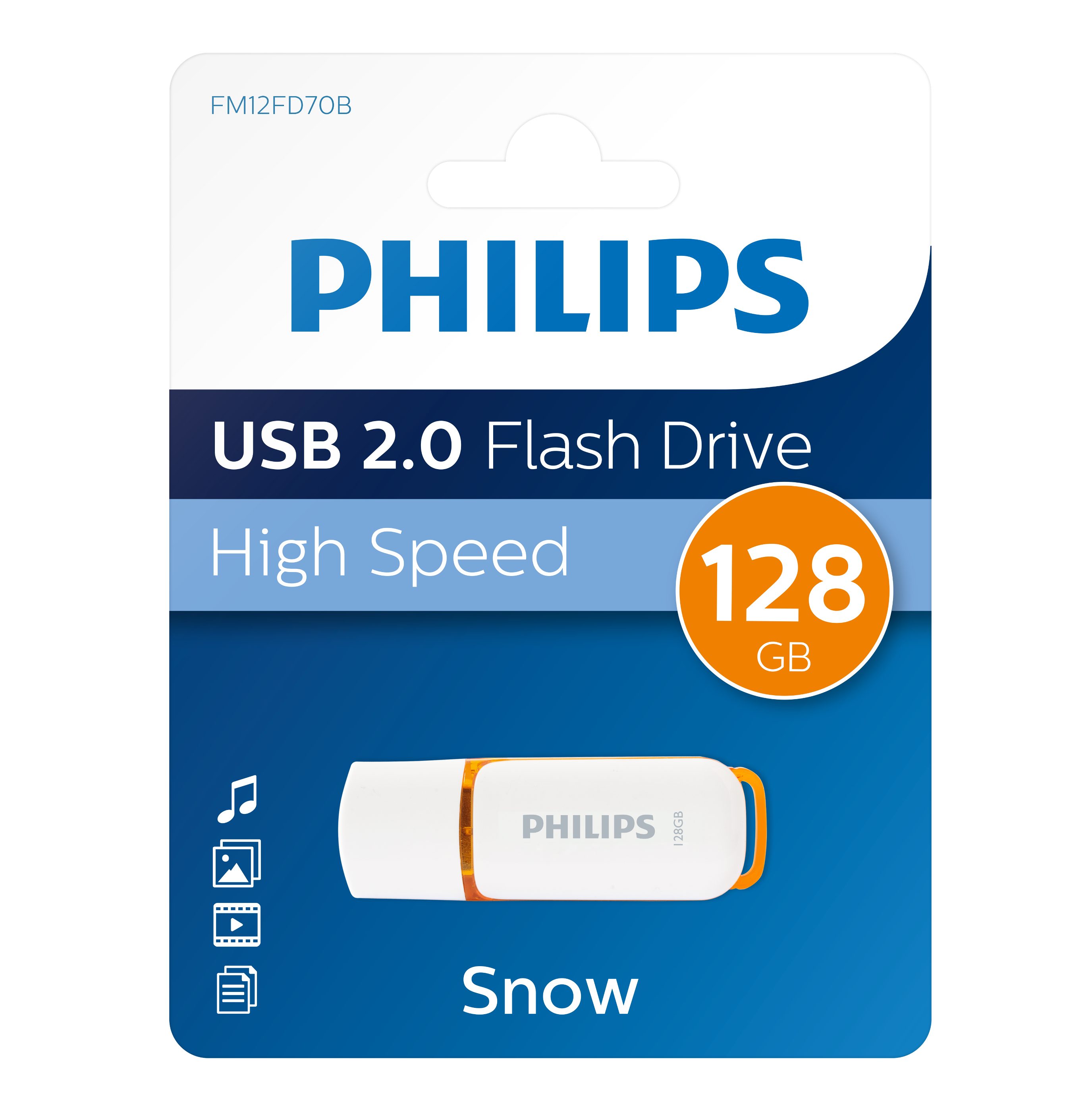 Philips FM12FD70B/00 USB-Stick (USB 2.0, Lesegeschwindigkeit 80,00 MB/s, Sunrise Orange®, 128 GB, USB 2.0, 1er Pack)
