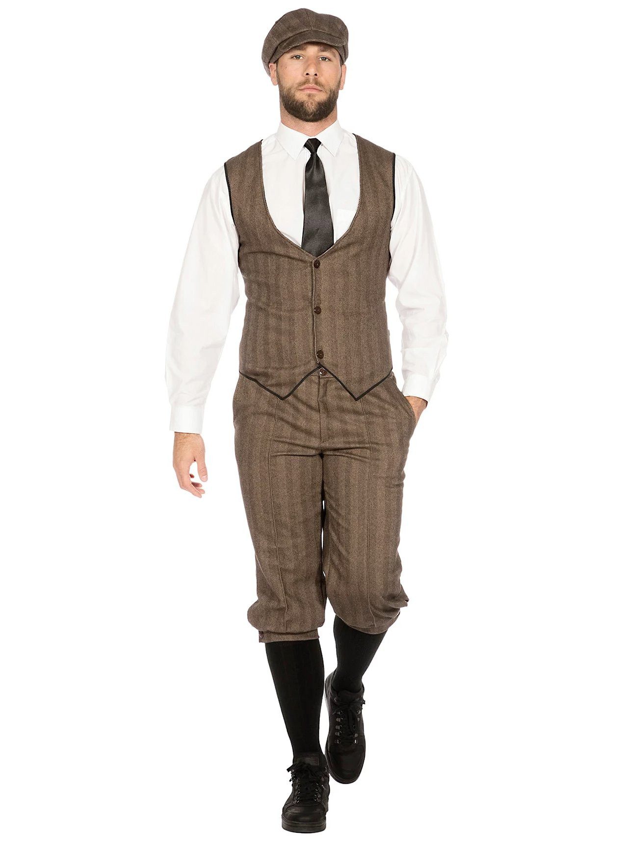 Metamorph Kostüm 20er Dandy braun - Karneval Faschingskostüm Herren, Elegante Kombination aus Weste, Hose und Mütze