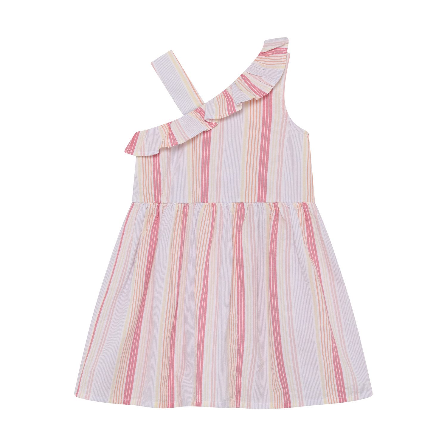 Minymo Sommerkleid Mädchen Kleid Baumwolle One Shoulder gestreift mit Rüsche