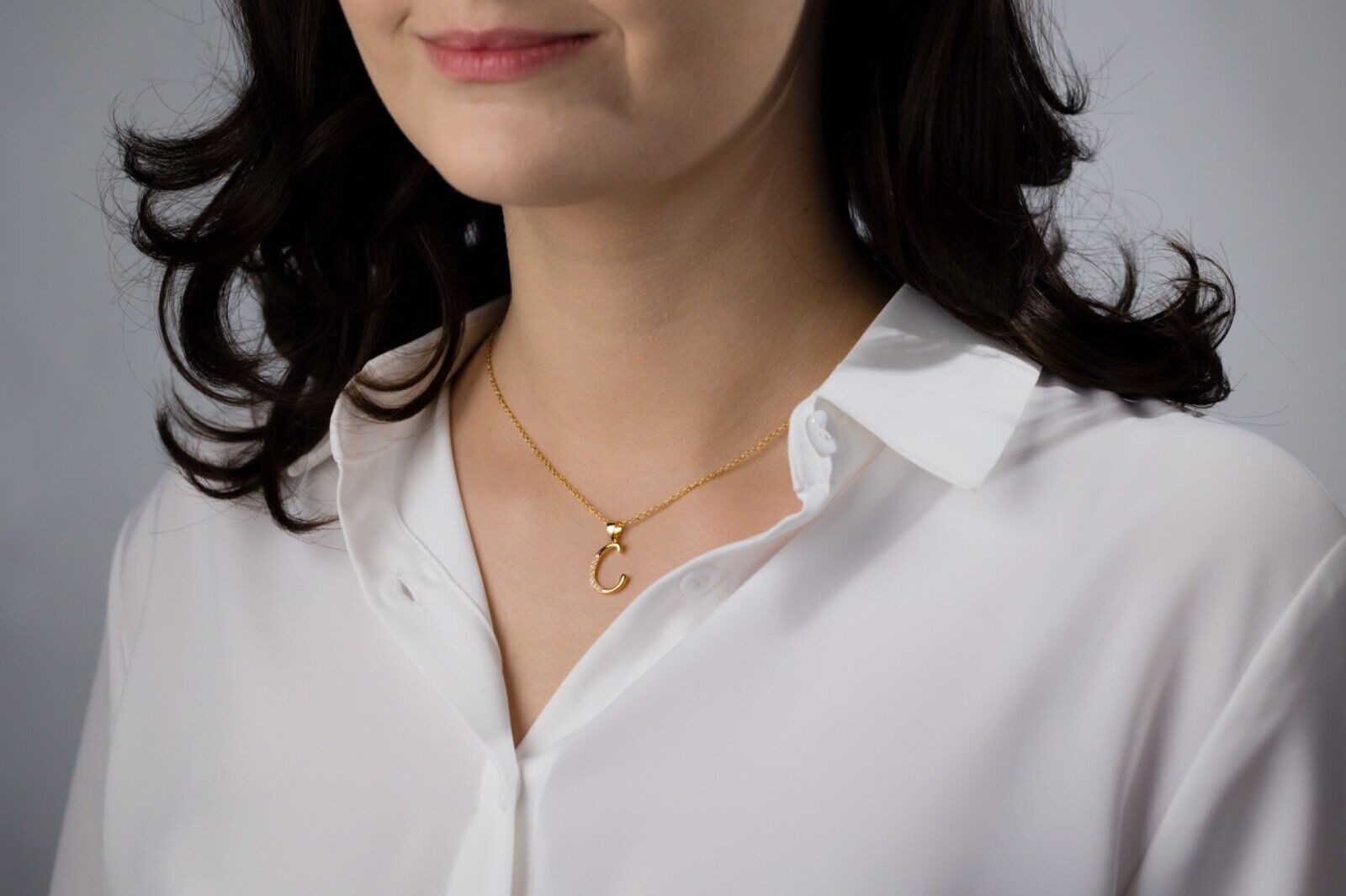 AMERITA Kette mit Anhänger Buchstabe C 925 Sterling Silber goldene Halskette Buchstabenkette, (inkl. Luxus Schmucketui), Geschenkidee für Frauen Damen