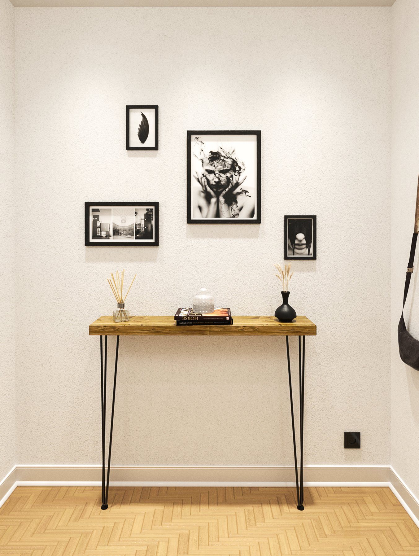 HEVVA Konsolentisch Konsolentisch LUGANO mit Massivholzplatte - Tischbeine günstig online kaufen