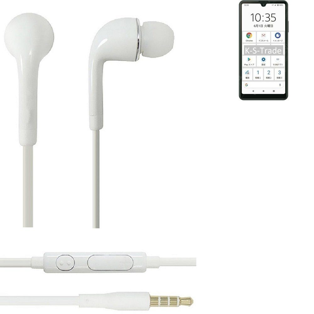 K-S-Trade für Sony Xperia Ace II In-Ear-Kopfhörer (Kopfhörer Headset mit Mikrofon u Lautstärkeregler weiß 3,5mm) | In-Ear-Kopfhörer