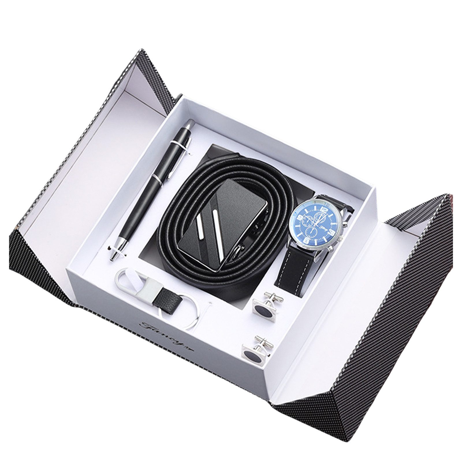 Geschenkbox 6pcs Quarzuhr Geschenk für Männer Gürtel Set