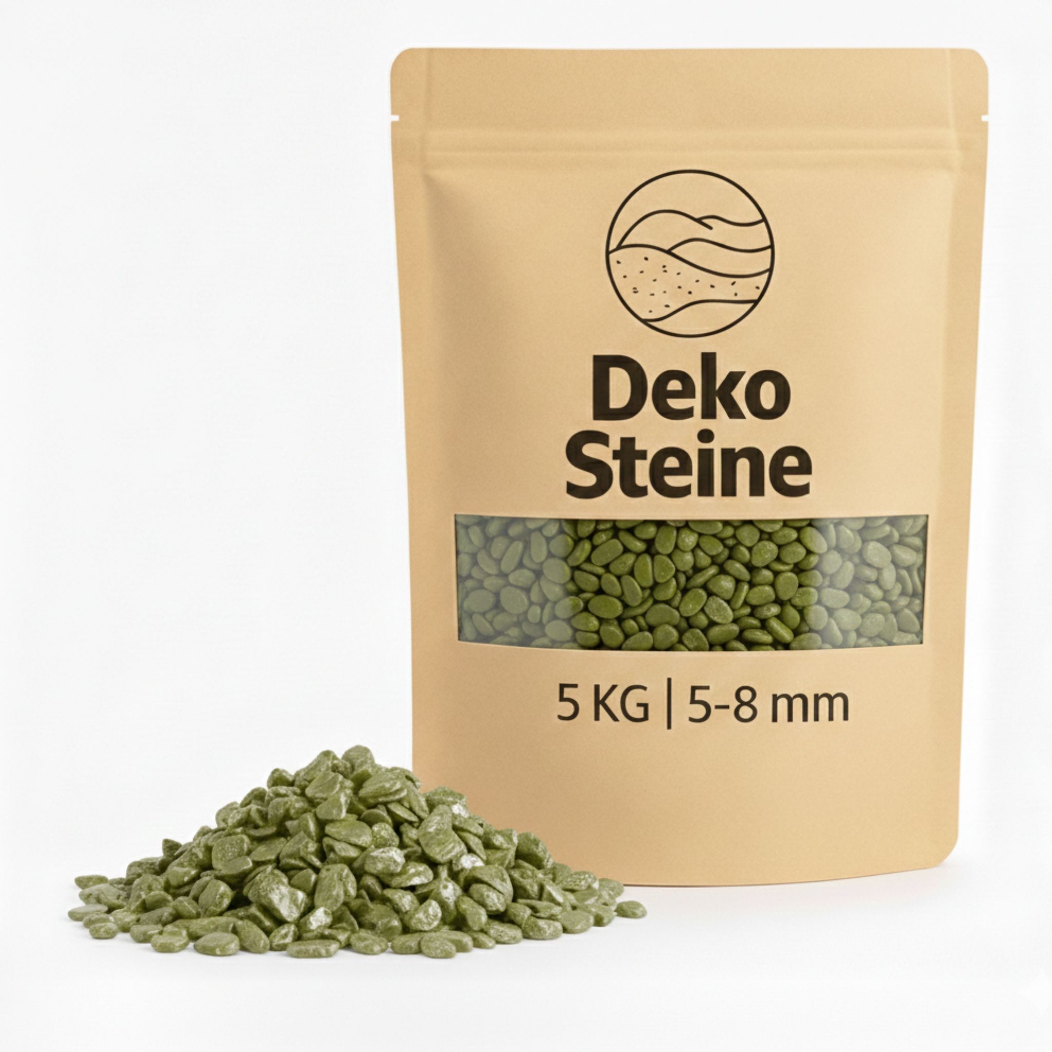 matches21 HOME & HOBBY Deko-Granulate Deko-Steine 5 KG olivgrün Ø 5-8 mm Vasen Glas-Füllung Streudeko, (1 St), Farbiges Deko-Granulat als bunte Tischdeko Hochzeitsdeko
