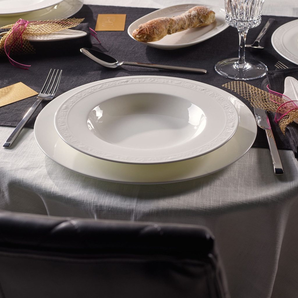 Villeroy & Boch Signature Suppenteller White Pearl Suppenteller, (1 St), Premium Bone Porcelain, mikrow.- & spülm.sicher, Made in Germany