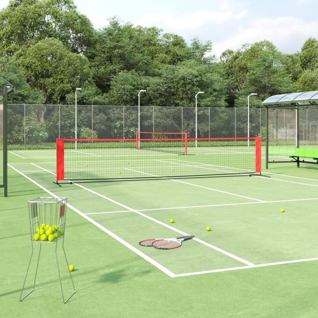 vidaXL Tischtennisnetz Tennisnetz Schwarz und Rot 500x100x87 cm Polyester