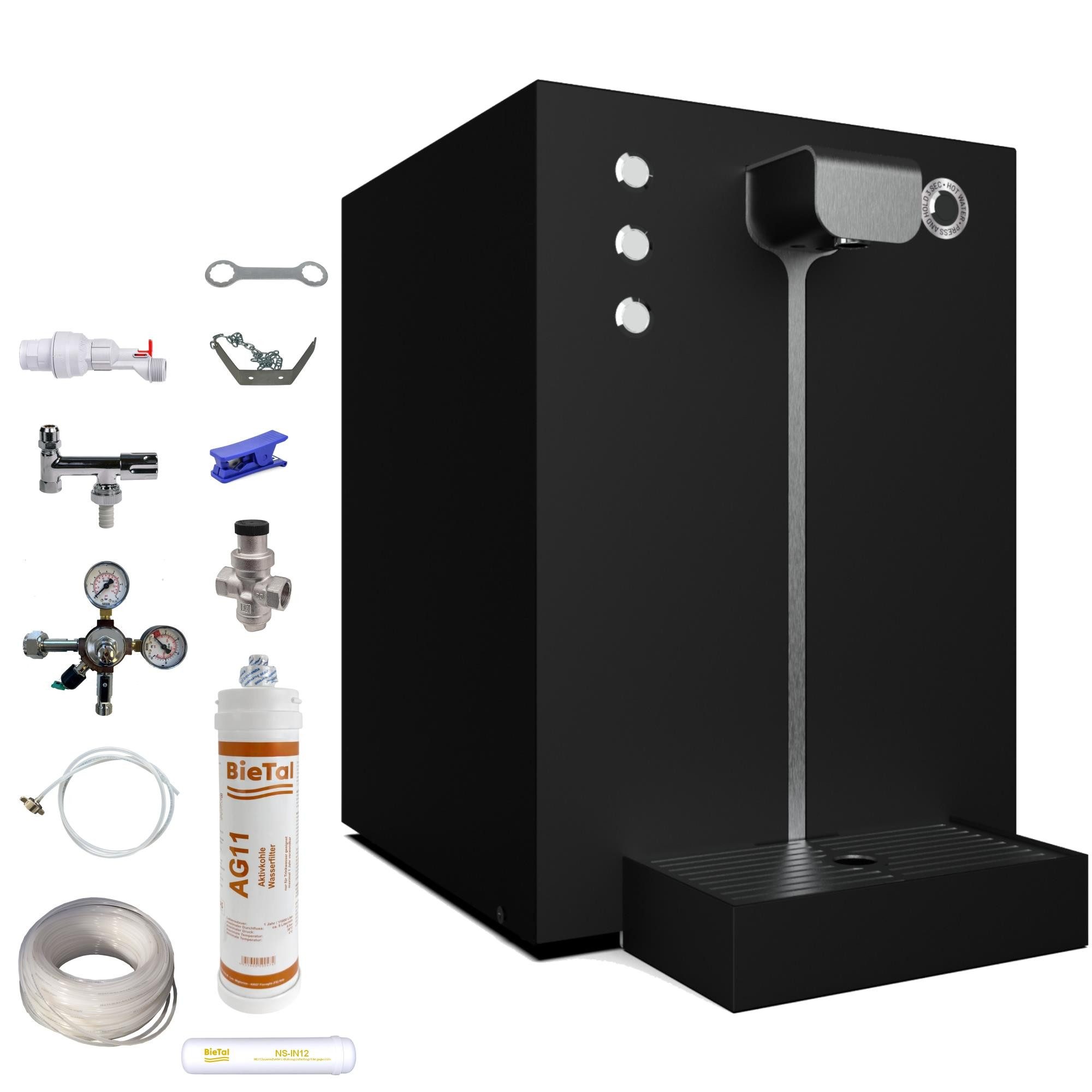 BieTal Wassersprudler Premium Sprudelwasser Wasser Anlage Italbedis Flux 30 Plus HOT Set, (Set, 55-tlg), Sprudelwasseranlage Trinkwasser Wasserspender
