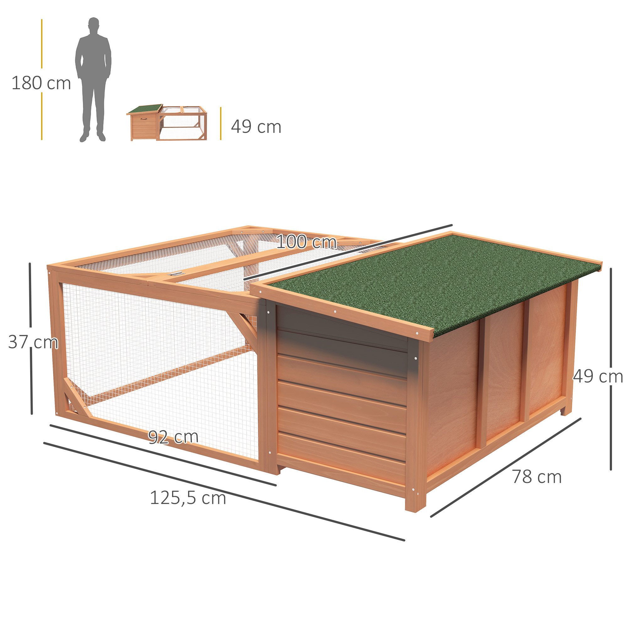 PawHut Kleintierstall Zwergkaninchenstall Kleintierkäfig wetterbeständig Tannenholz, für Garten, Orange