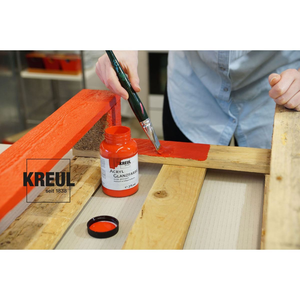 C. KREUL Acrylfarbe KREUL Acryl Glanzfarbe blau 50ml Glas