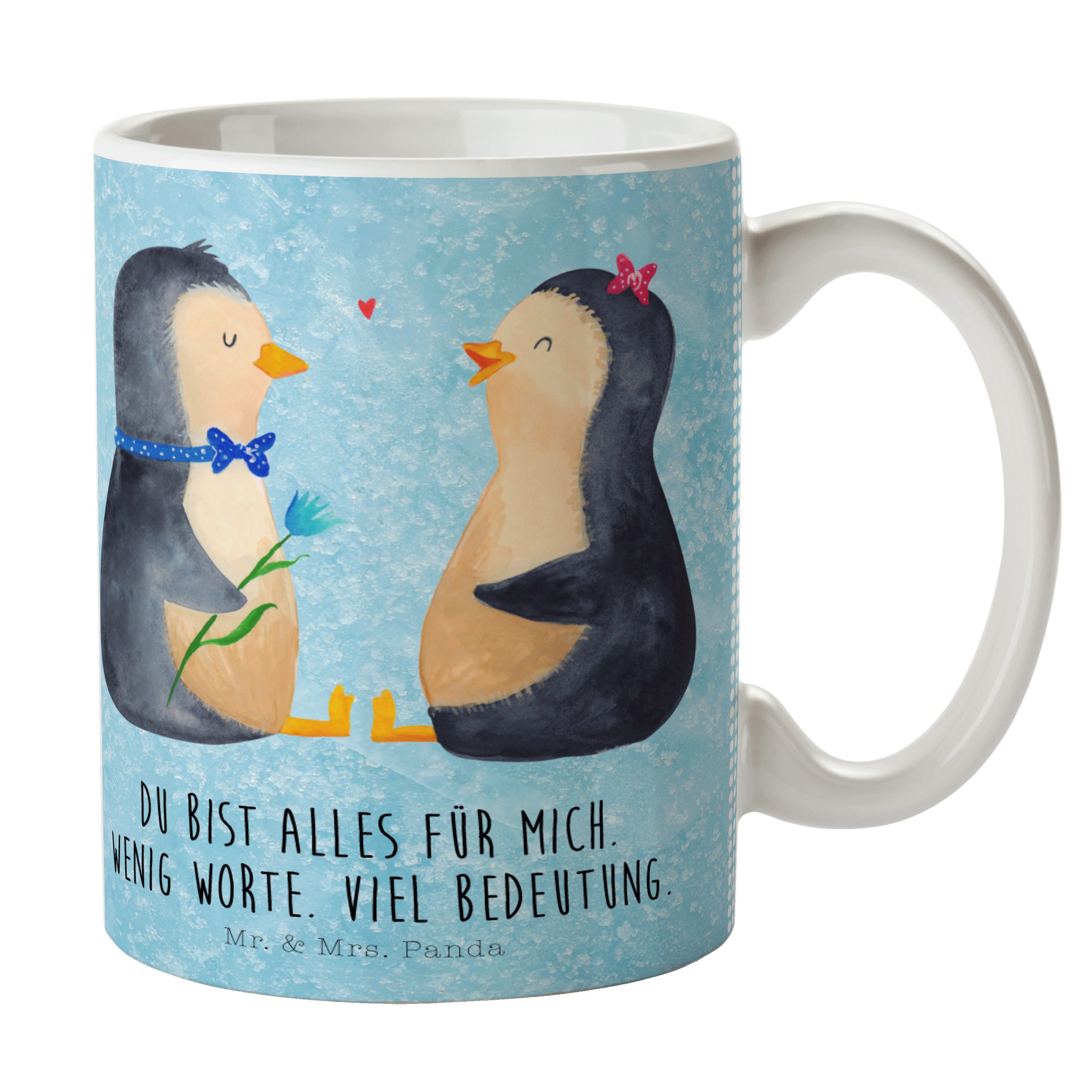 Mr. & Mrs. Panda Tasse Tasse Pärchen glücklich, Eisblau - Pinguin Motive, - Traump, Geschenk, Keramik