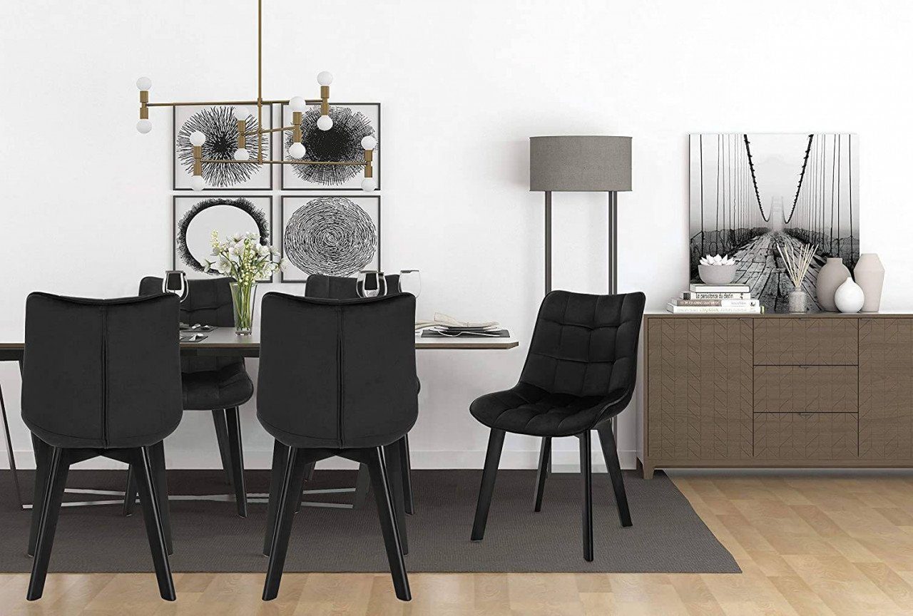 EUGAD Esszimmerstuhl (1 St), Rückenlehne, Weich Samt und schwarze Holzbeine günstig online kaufen