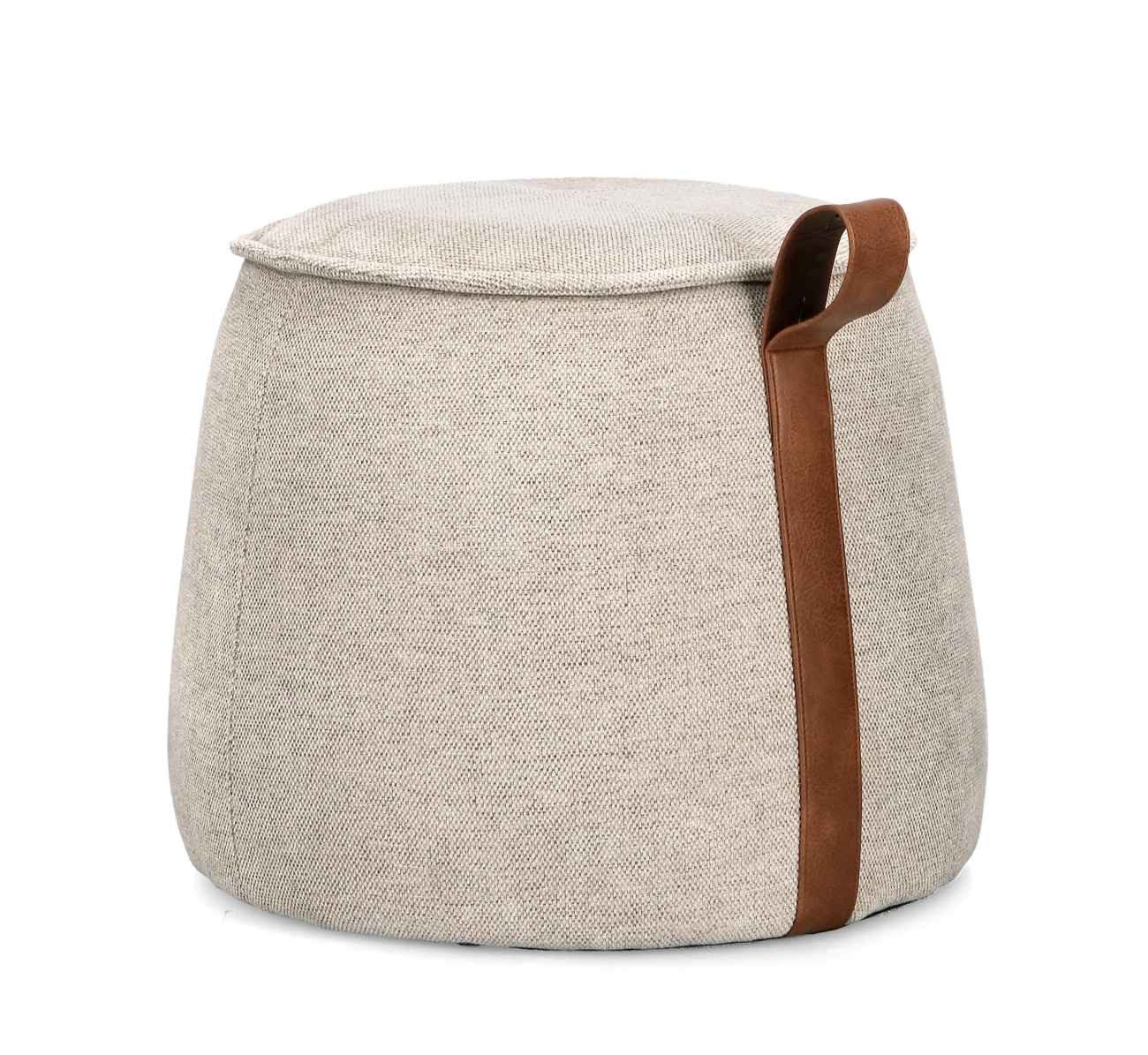Feeling4Home Pouf Anila aus Chenille-Stoff, Hellgrau