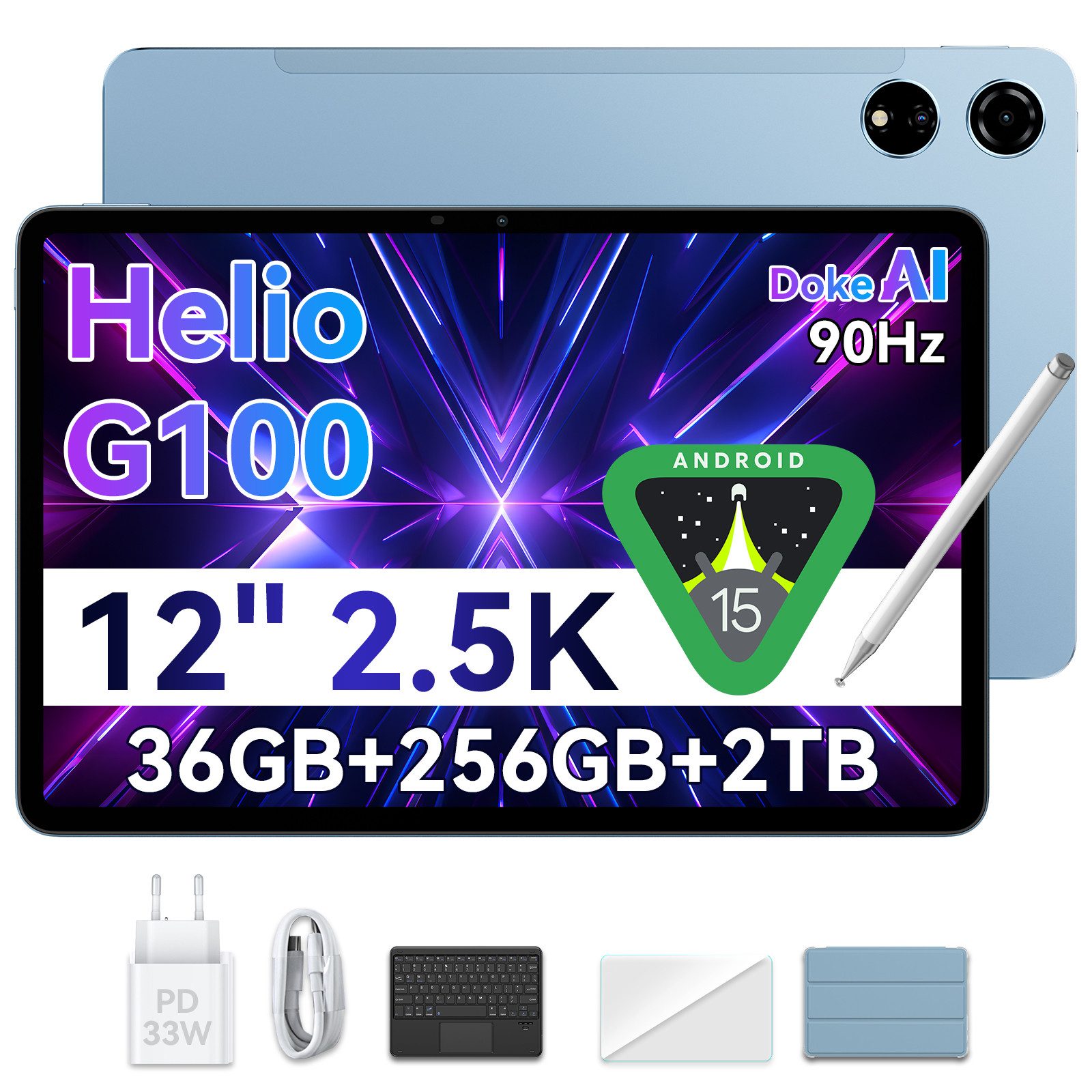 12" Mega3, 2.5K FHD, Android 15, 90Hz Tablet