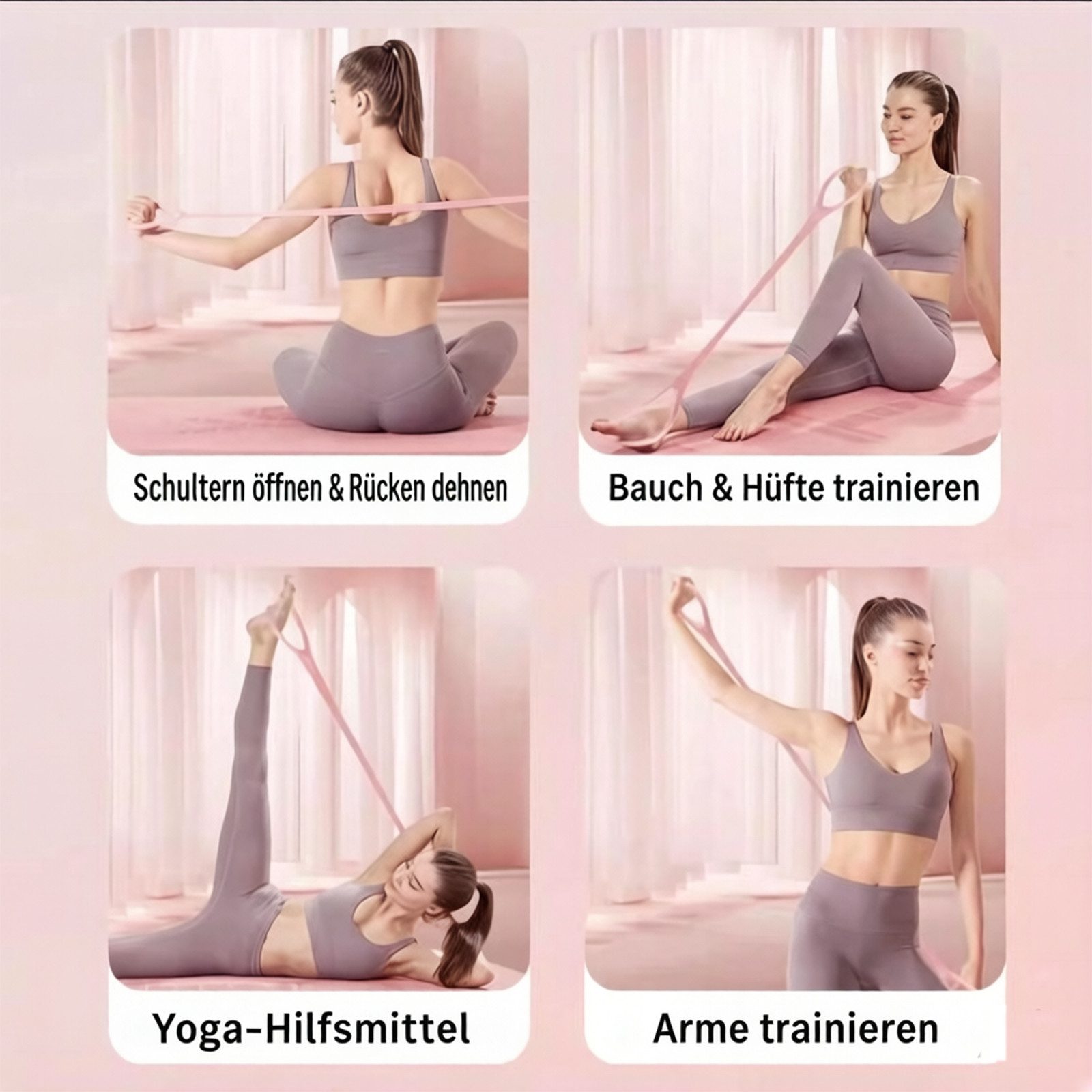 MOPUEA Fitnessband Widerstandsband für Yoga Stretching Haltung Fitnessband Fitnesszubehör, Elastisches Fitnessband für Stretching und Krafttraining, Leicht, elastisch, kompakt, vielseitig, langlebig