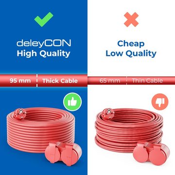 deleyCON deleyCON 25m Outdoor Verlängerungskabel Stromkabel Stecker auf 2x Stromkabel