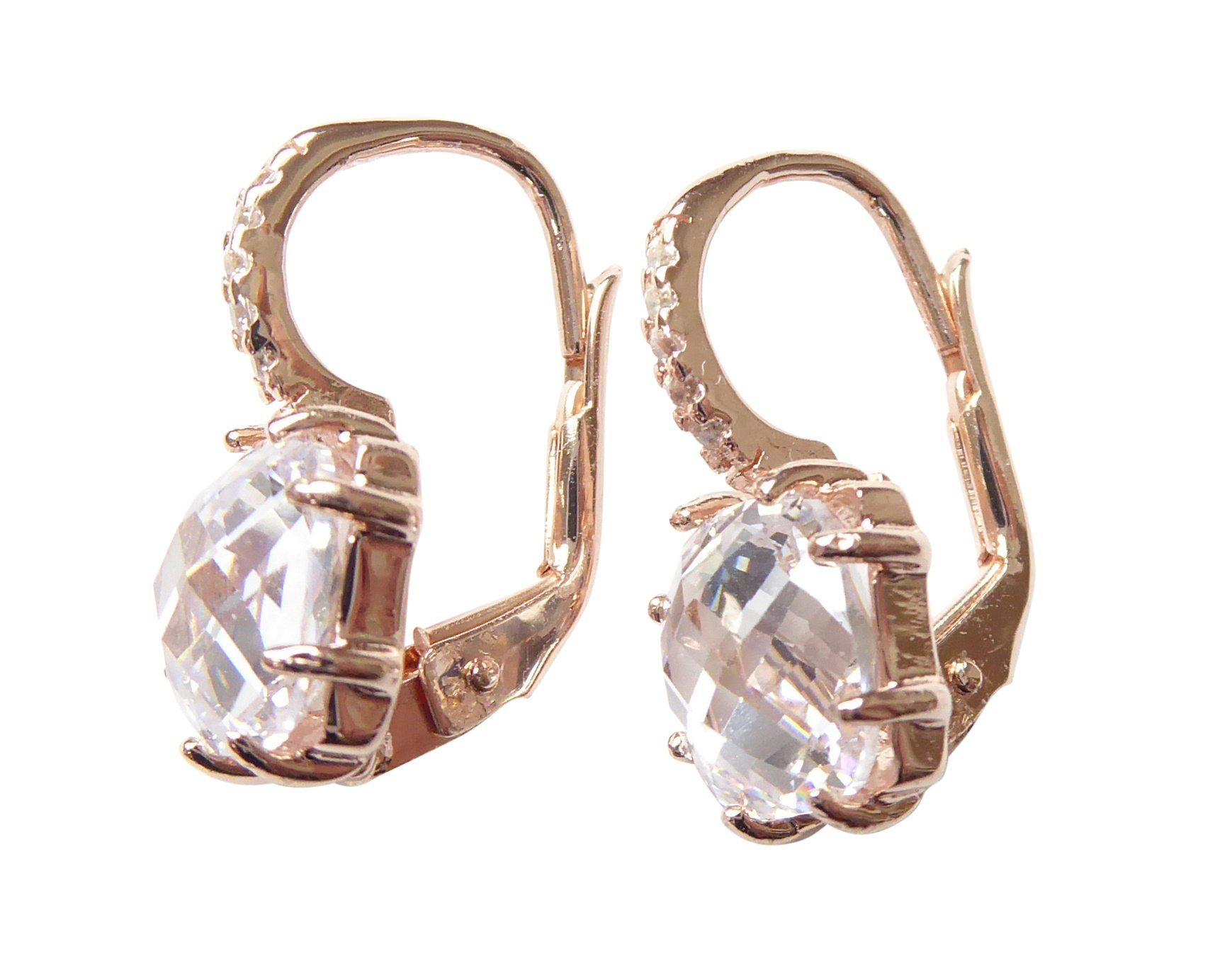 Mugello Paar Ohrhänger Capua Zirkonia vergoldet glitzernd und funkelnd, made in Italy, Sterlingsilber mit 18K Rotvergoldung