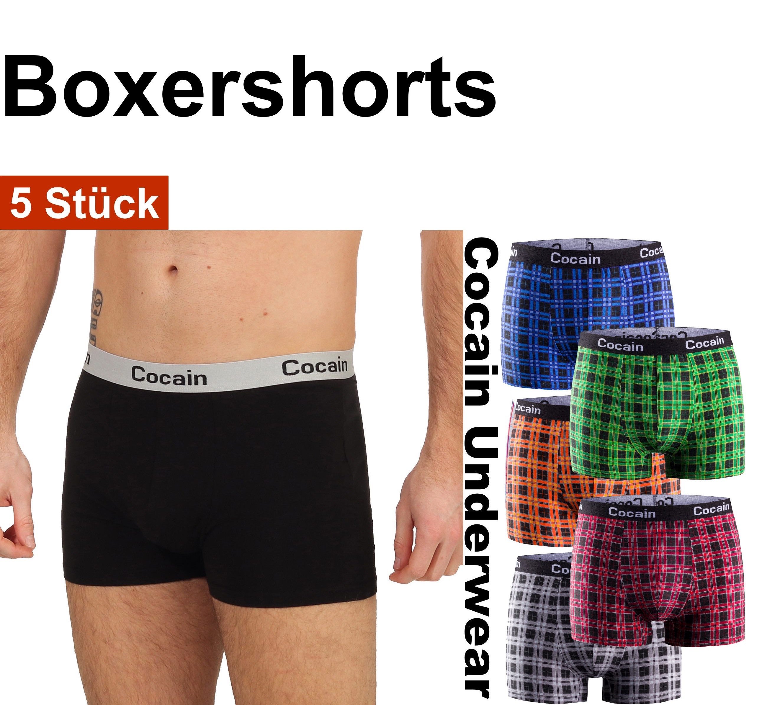 Cocain underwear Boxershorts 5 Boxershorts karierte günstig online kaufen