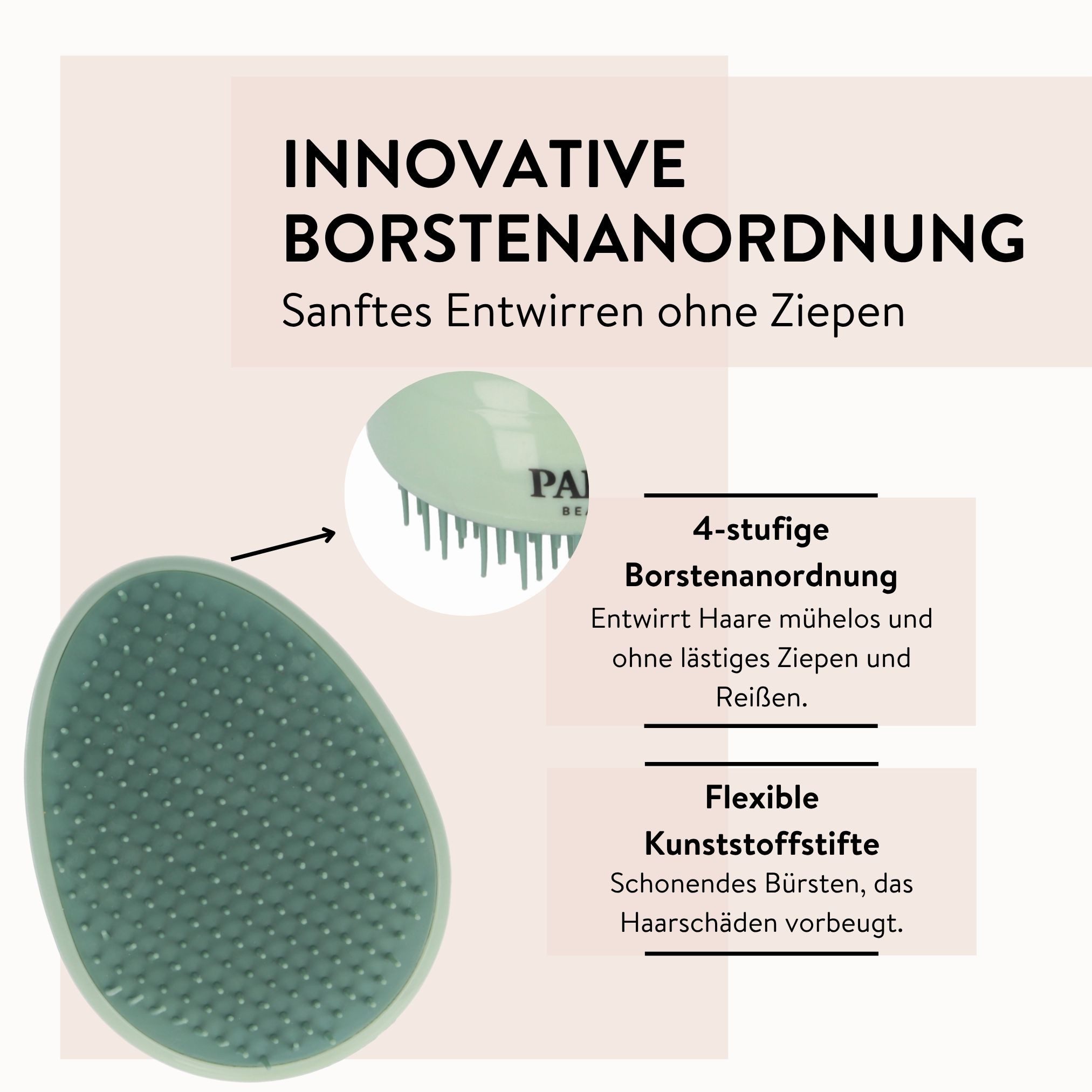 PARSA Beauty Haarbürste Kids Entwirrbürste Safari in Grün, sanftes Kämmen ohne Ziepen