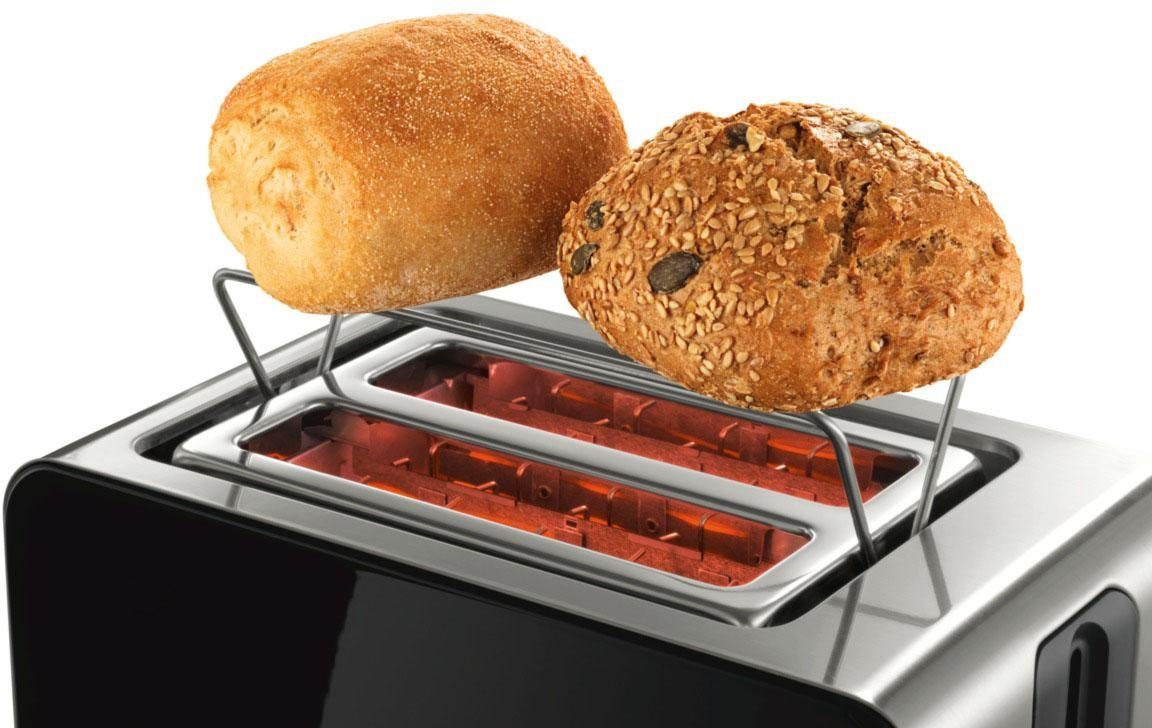 BOSCH Toaster ComfortLine TAT7203, integrierter Edelstahl-Brötchenaufsatz, 2 kurze Schlitze, für 2 Scheiben, 1050 W, Abschaltautomatik, Auftaufunktion, Edelstah – Bild 4 von 5