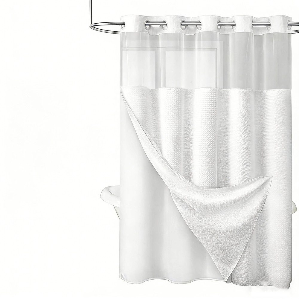 Agger Duschvorhang Duschvorhang-Set ohne Haken, Waffel-Duschvorhang mit Futter, 180x188cm,pflegeleicht waschbar für Dusche Badewanne Gäste-WC usw