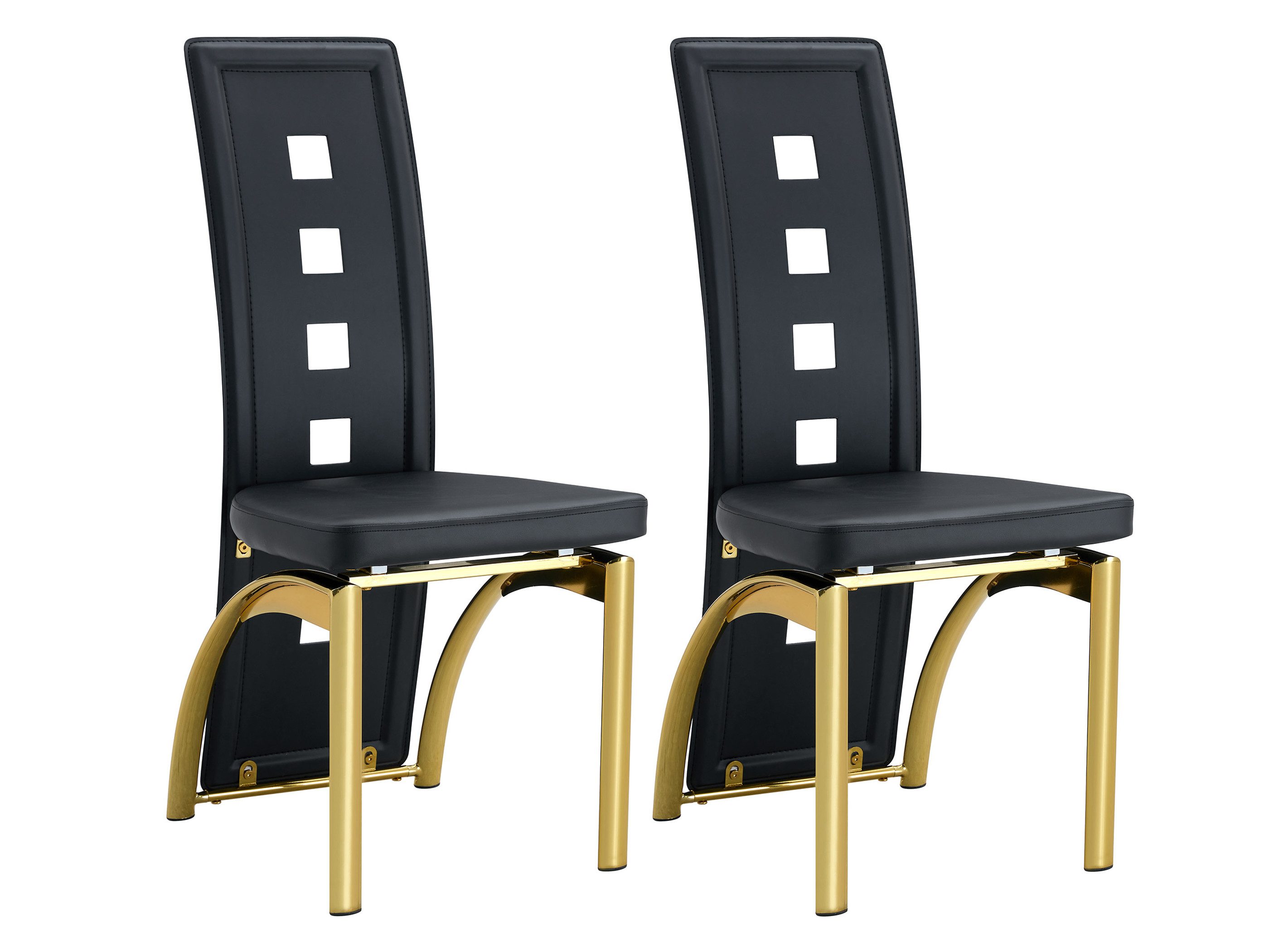 SeedWave Esszimmerstuhl 2er Set Küchenstuhl mit PU-Sitz, Hohe Durchbrochene Rückenlehne, Moderner Polsterstuhl mit Metallbeinen