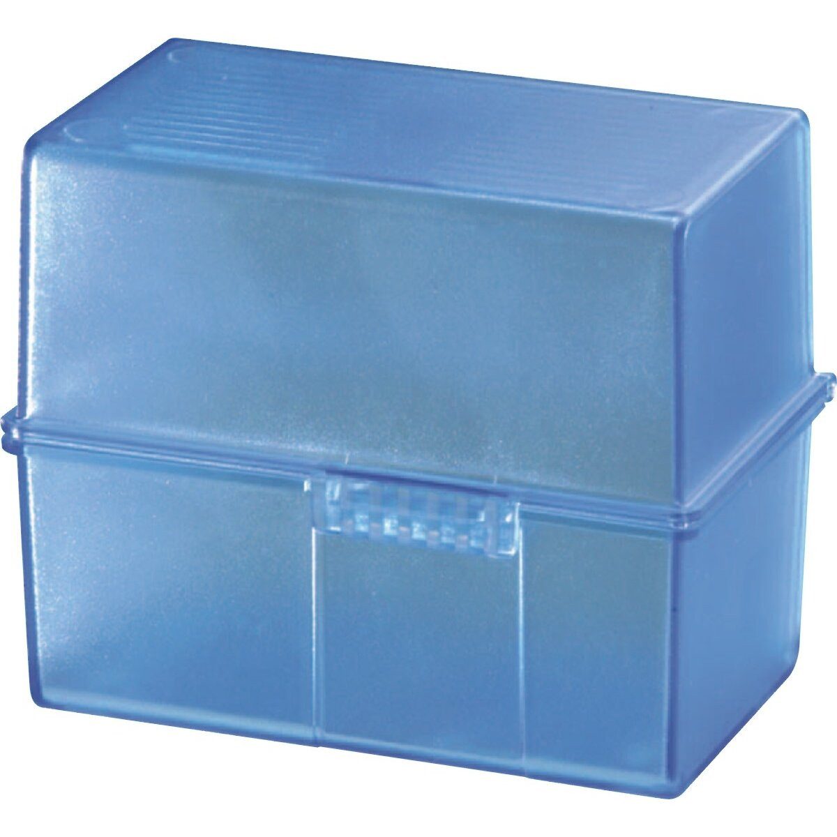 HAN-Bürogeräte Karteikasten Karteibox A8 quer inkl. 100 Karten und A-Z Register transluzent blau