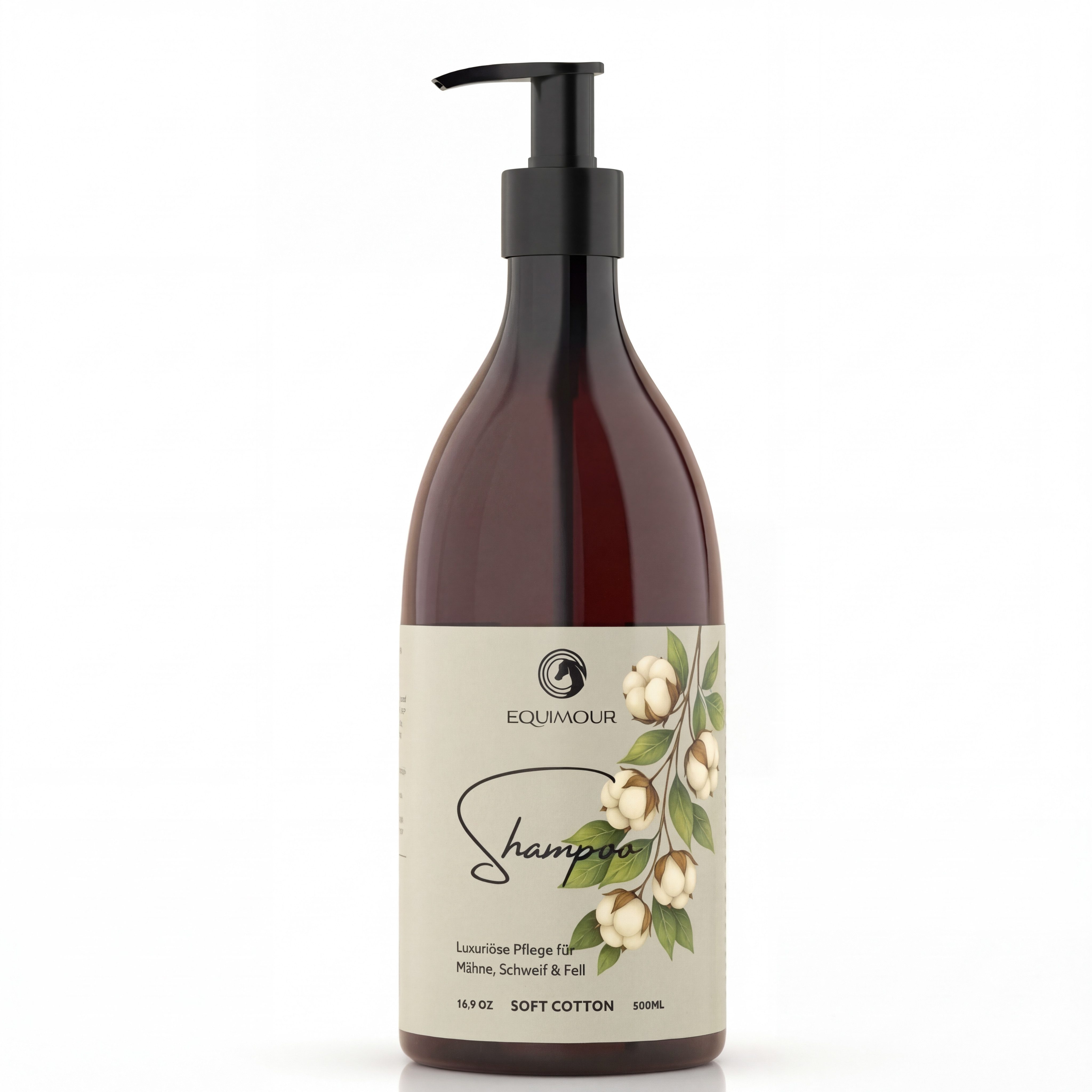 Equimour Pferdeshampoo – Mähne, Schweif & Fell, Proteinpflege, Soft Cotton, (1-St), Proteinpflege, Pumpspender, Soft Cotton Duft, pflegend, leicht kämmbar
