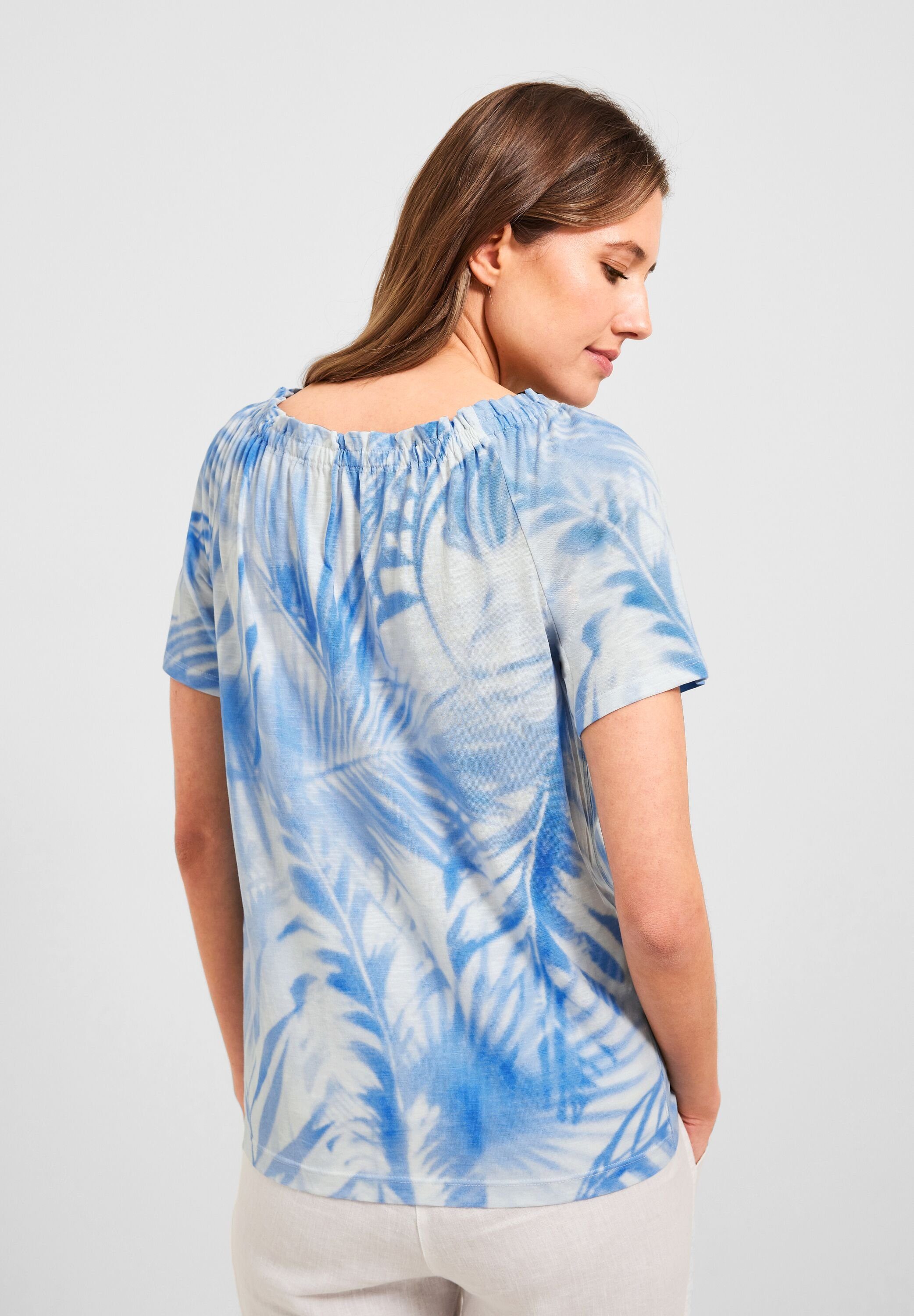 Cecil T-Shirt aus softem Materialmix, Carmen Ausschnitt