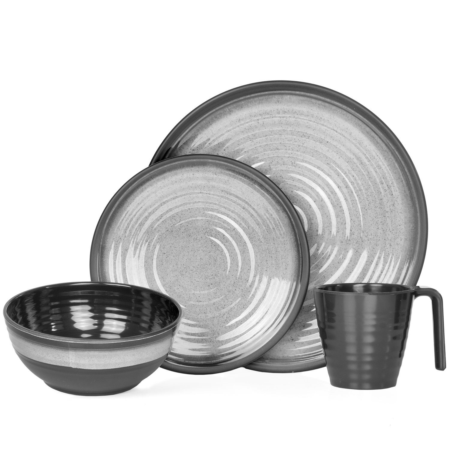 Geschirr-Set Camping Geschirr Stone Grey