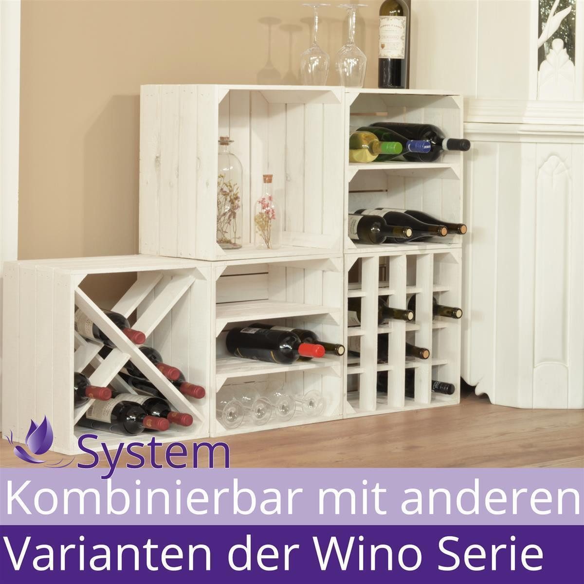 CHICCIE Weinregal Wino Flaschenregal aus Holz Weiß Geflammt 2x Regal, 1-tlg günstig online kaufen