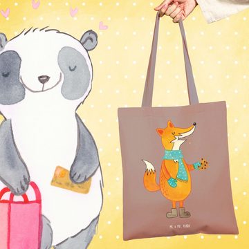 Mr. & Mrs. Panda Tragetasche Fuchs Keks - Braun Pastell - Geschenk, Einkaufstasche, Winter, Weihna (1-tlg), Cross Stitching Griffe