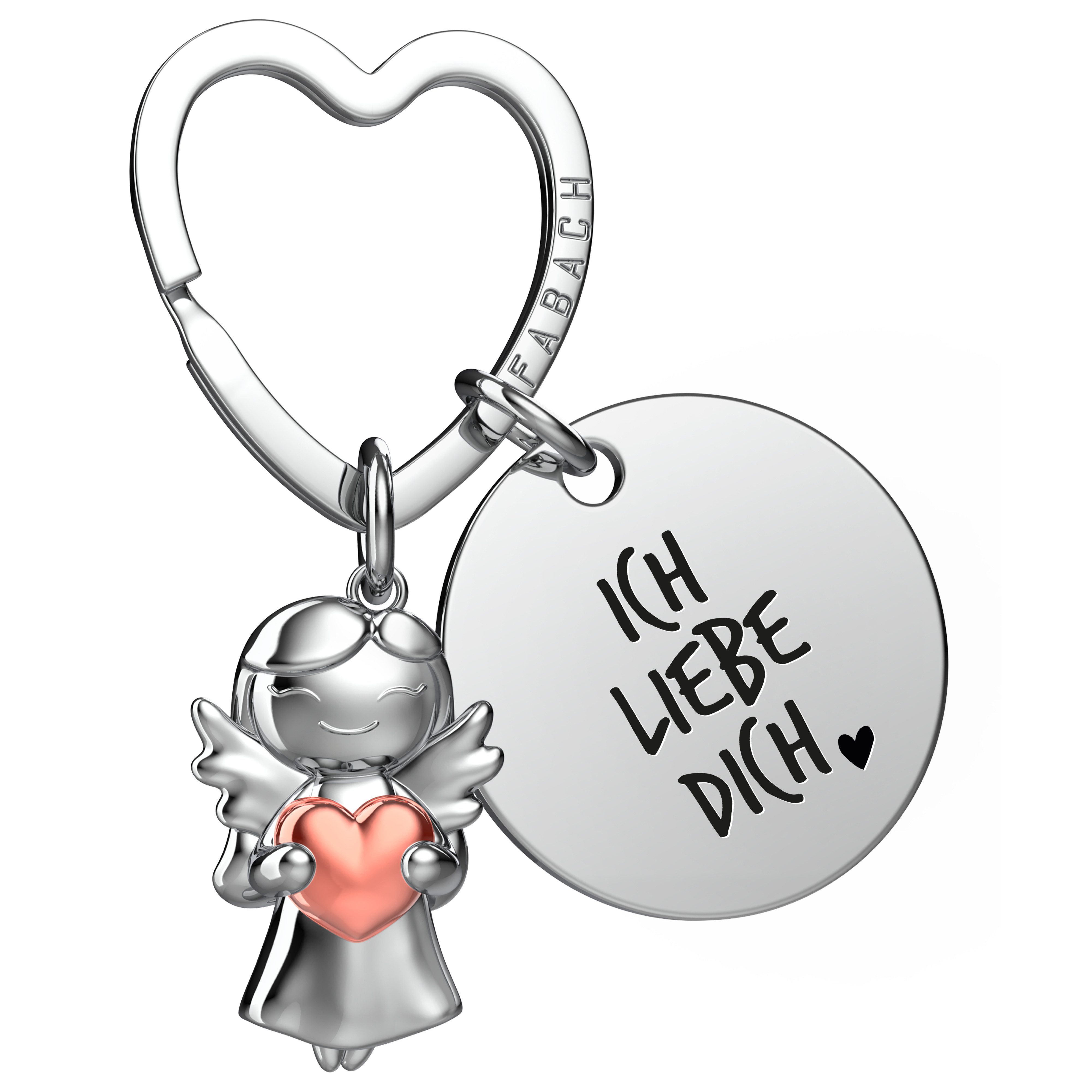Schlüsselanhänger Schutzengel Star in Charms Größe mit Gravur "Ich liebe dich"