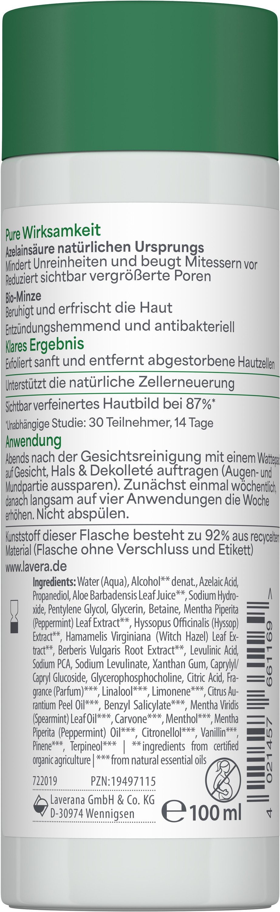 lavera 2-in-1 Gesichtswasser und Peeling Pure Beauty Liquid Refiner