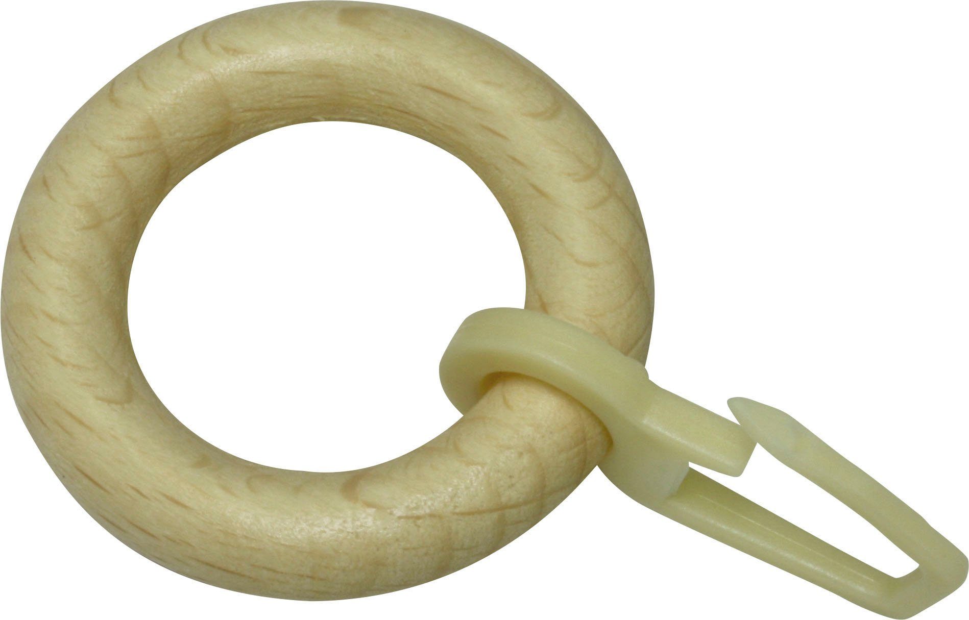 GARDINIA Gardinenring Montana Holz, (10-St), Serie Vitragestange Montana Ø 11 mm