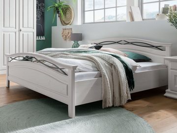Casamia Massivholzbett Bett SET Nachttisch 180x200cm Doppelbett Ehebett Catania massiv weiß