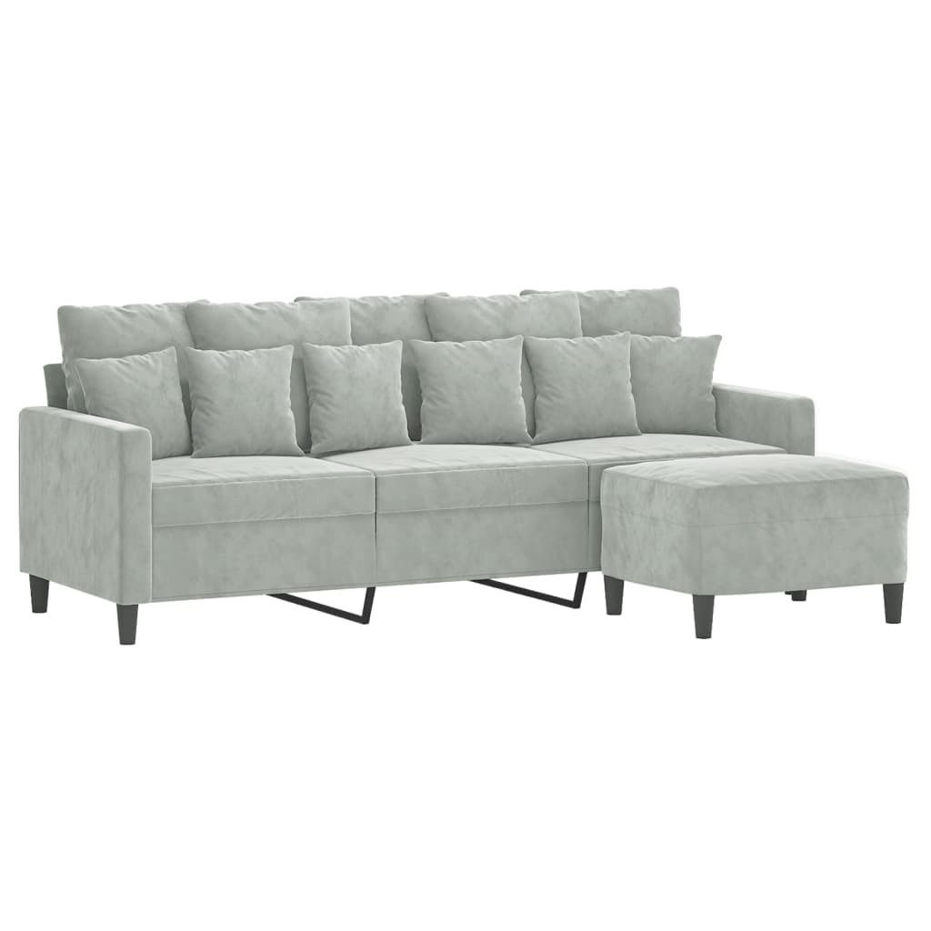 vidaXL Sofa 3-Sitzer-Sofa mit Hocker Hellgrau günstig online kaufen