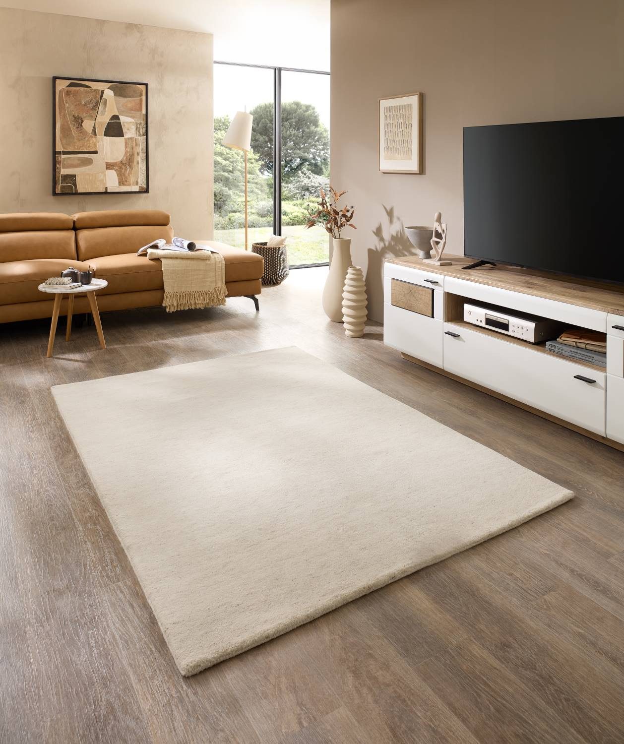 Natur Pur Wollteppich Terra, warme Farben, weicher Flor, Rechteckig