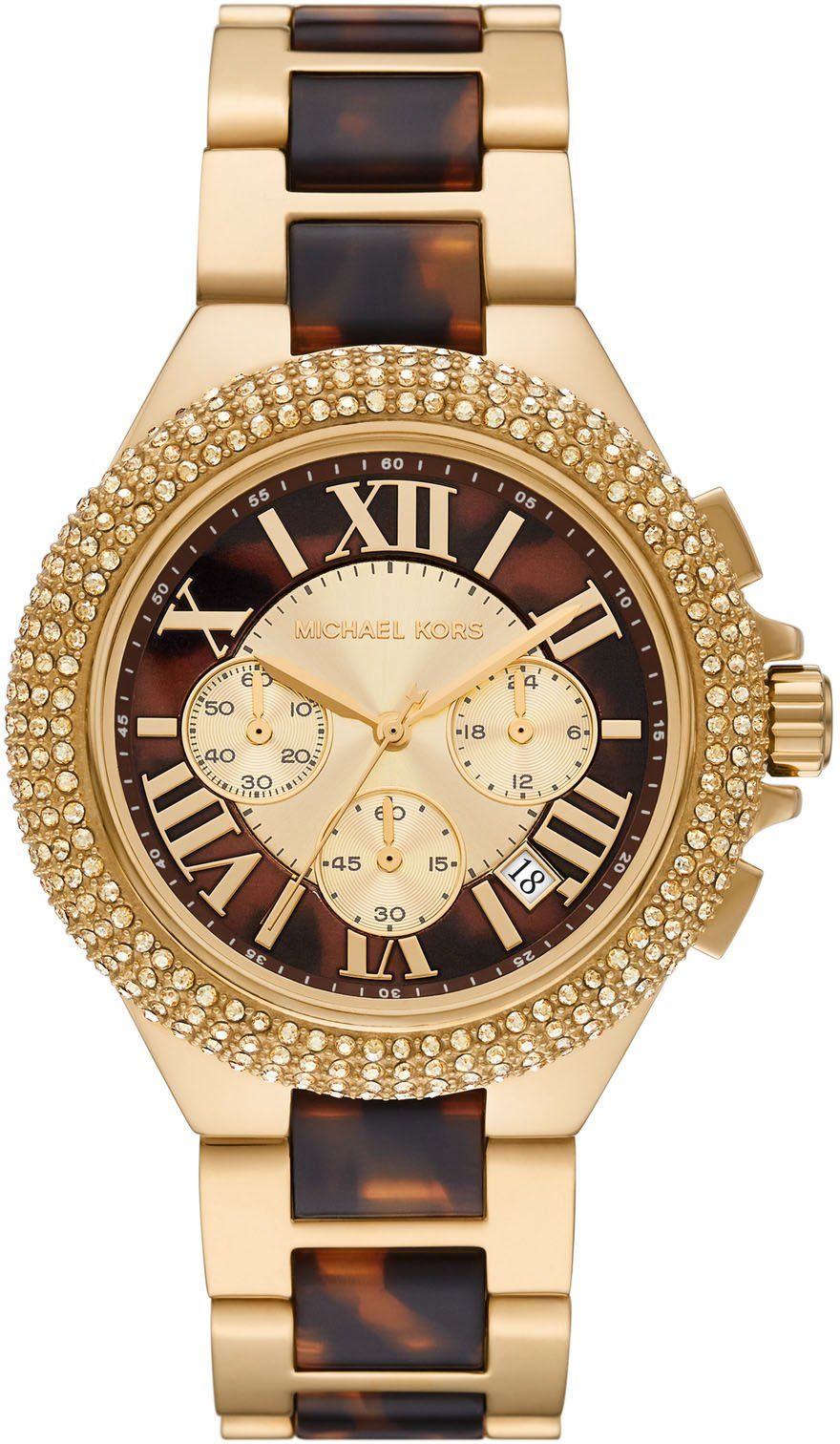 MICHAEL KORS Chronograph Camille, MK 7269, Quarzuhr, Armbanduhr, Damenuhr, Stoppfunktion, 12/24-Std.-Anzeige