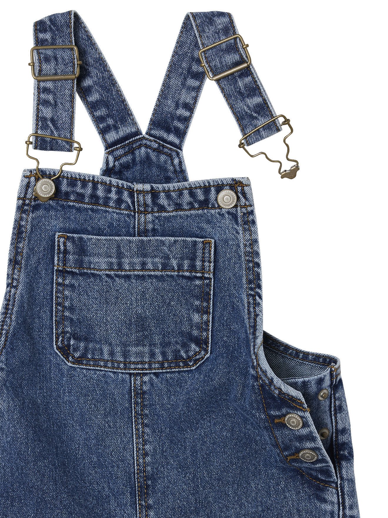 vertbaudet Jumpsuit Mädchen Jeans-Latzhose mit weitem Bein