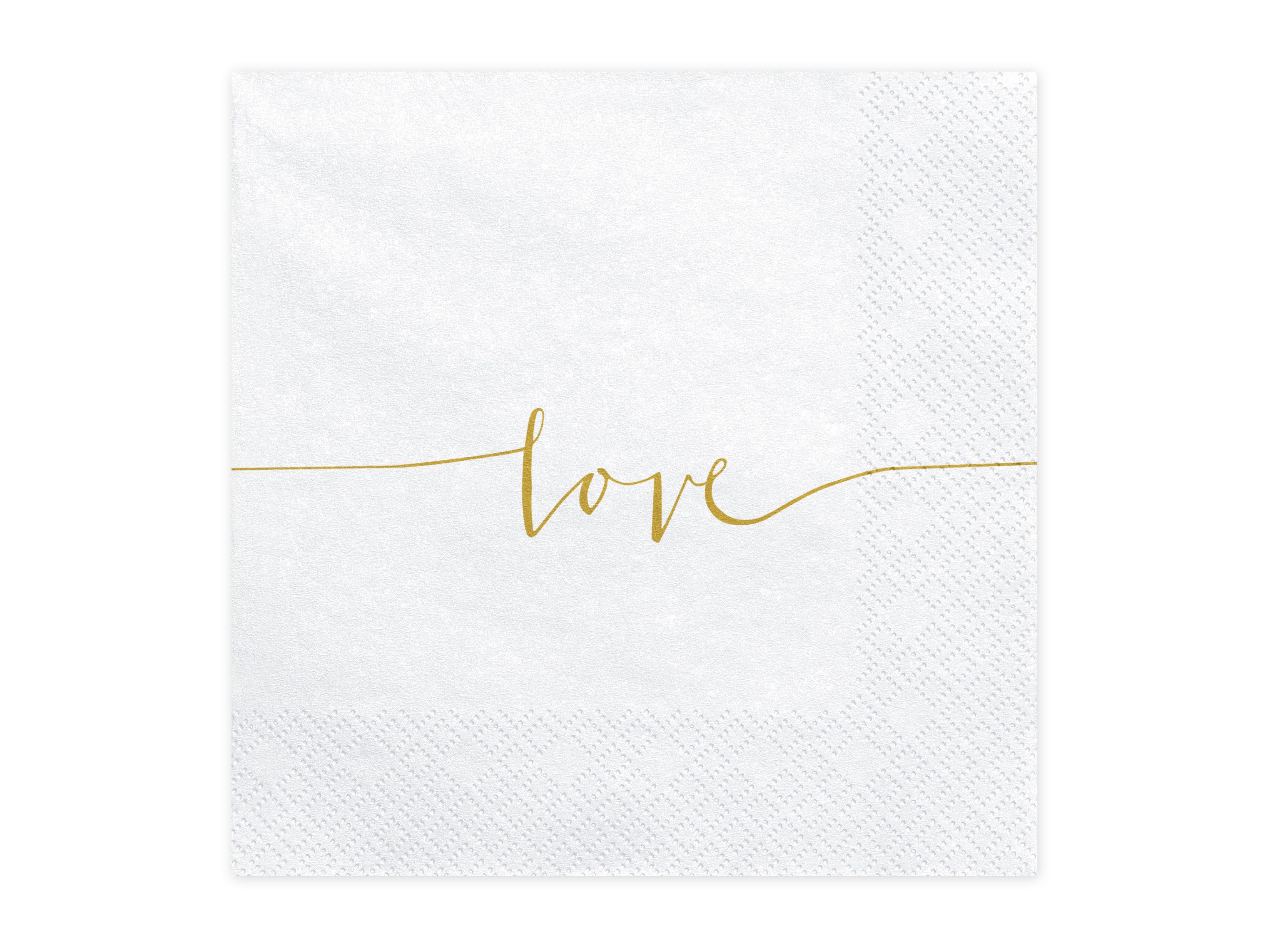 partydeco Hängedekoration Servietten Love Weiß/Gold 33x33cm/20 günstig online kaufen