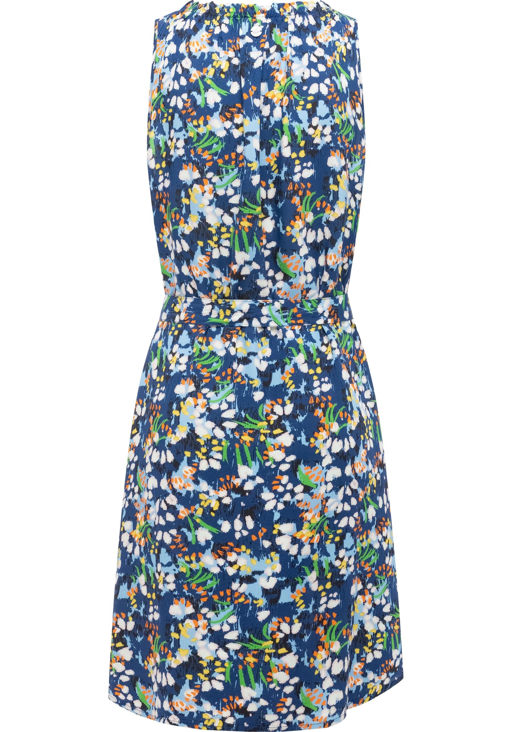 Ragwear Strandkleid Isalie Print Leichtes Sommerkleid mit Rüschenkragen