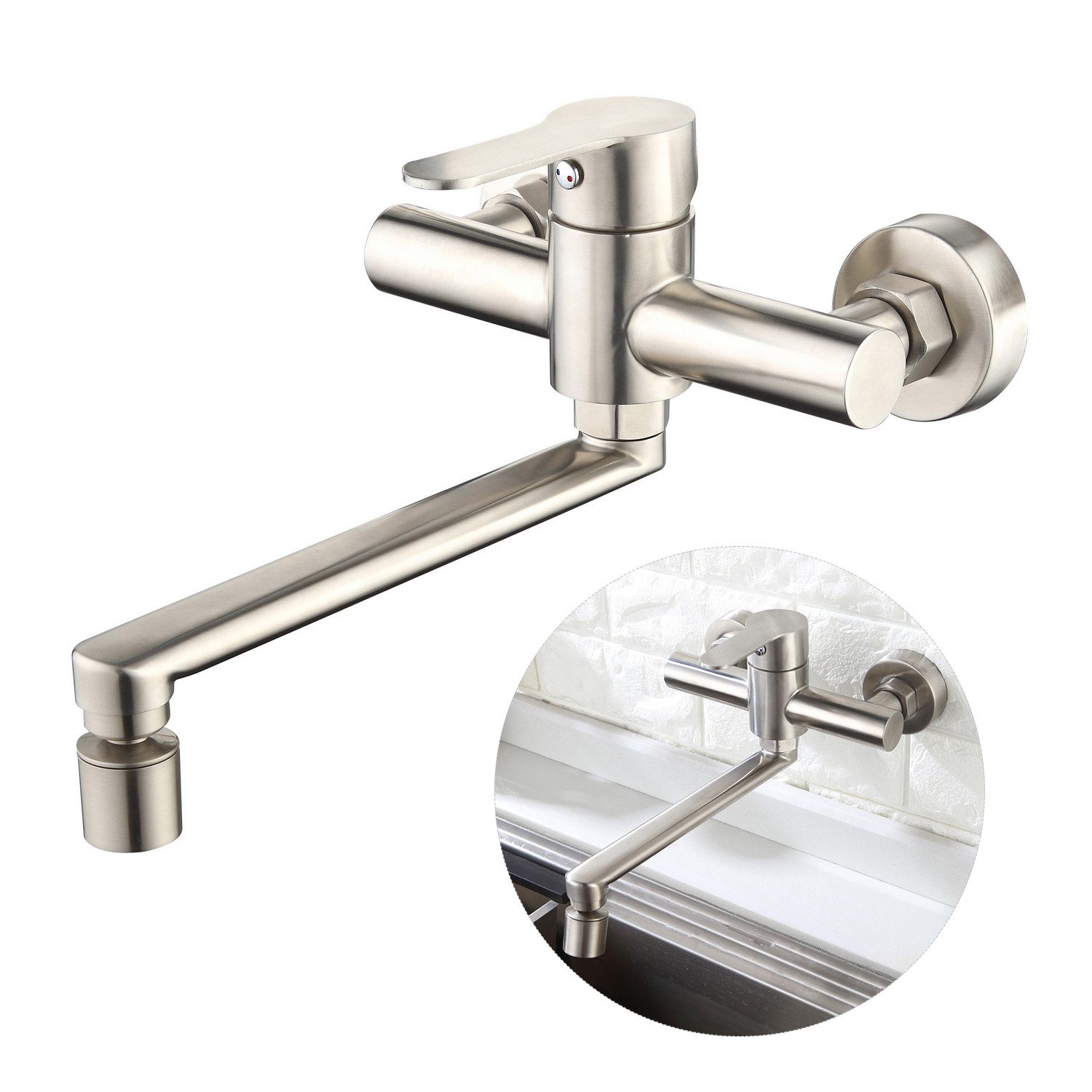 HOMELIVE Spültischarmatur Wandmontage Wasserhahn Küche 360° Drehbar 2 Strah günstig online kaufen