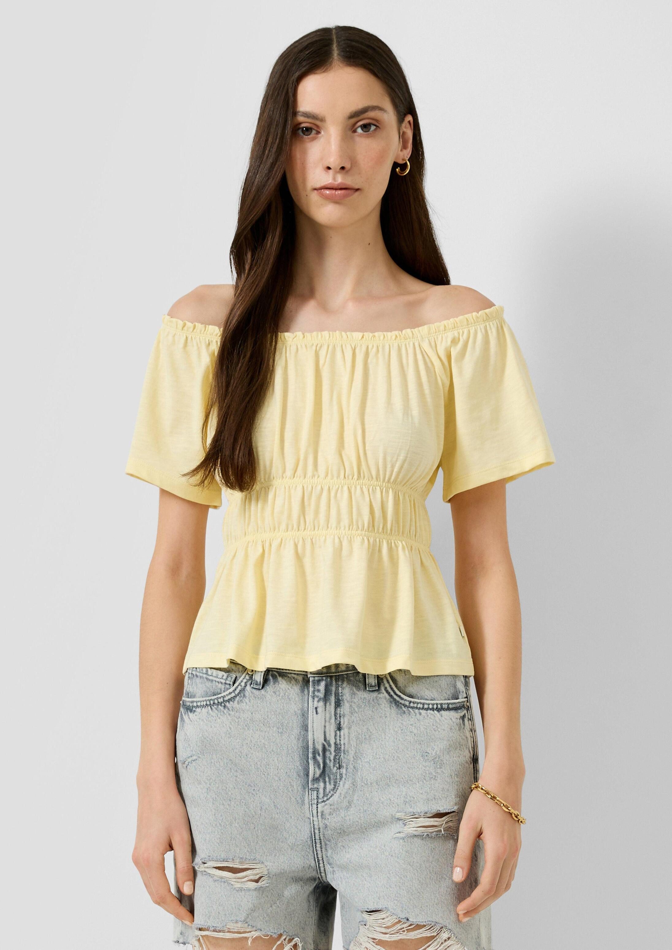 QS Kurzarmshirt T-Shirt T-Shirt mit Off-Shoulder-Ausschnitt