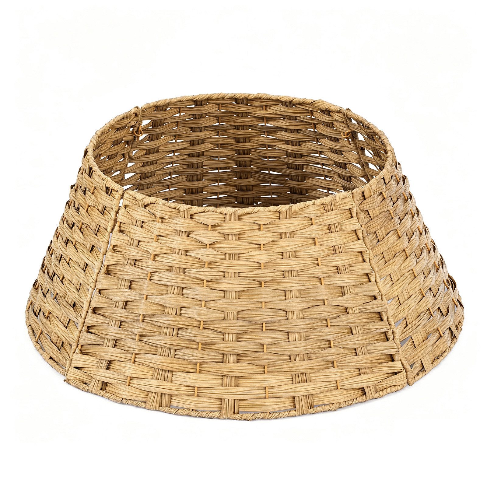 Salcar Weihnachtsbaumdecke Weihnachtsbaum Kragen Weihnachtsbaum Rock Poly-Rattan Baumständer Korb, Dekorativer Weihnachtsbaumkorb in Holzoptik, Ø 40/60 cm, 23 cm hoch